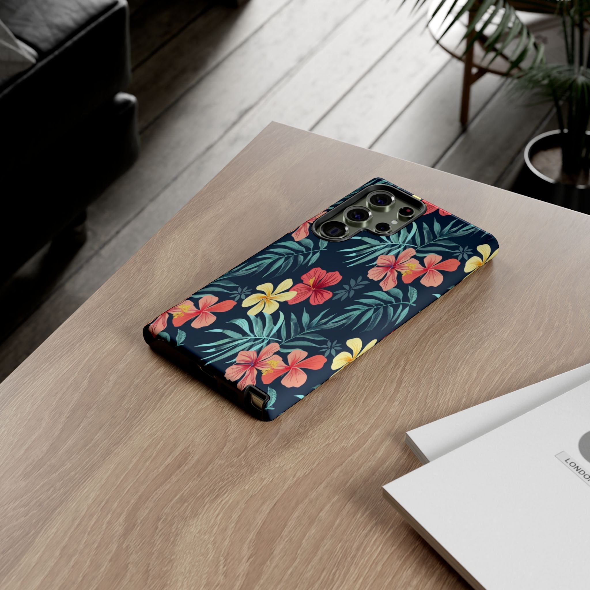 Tropical Hibiscus Navy Case