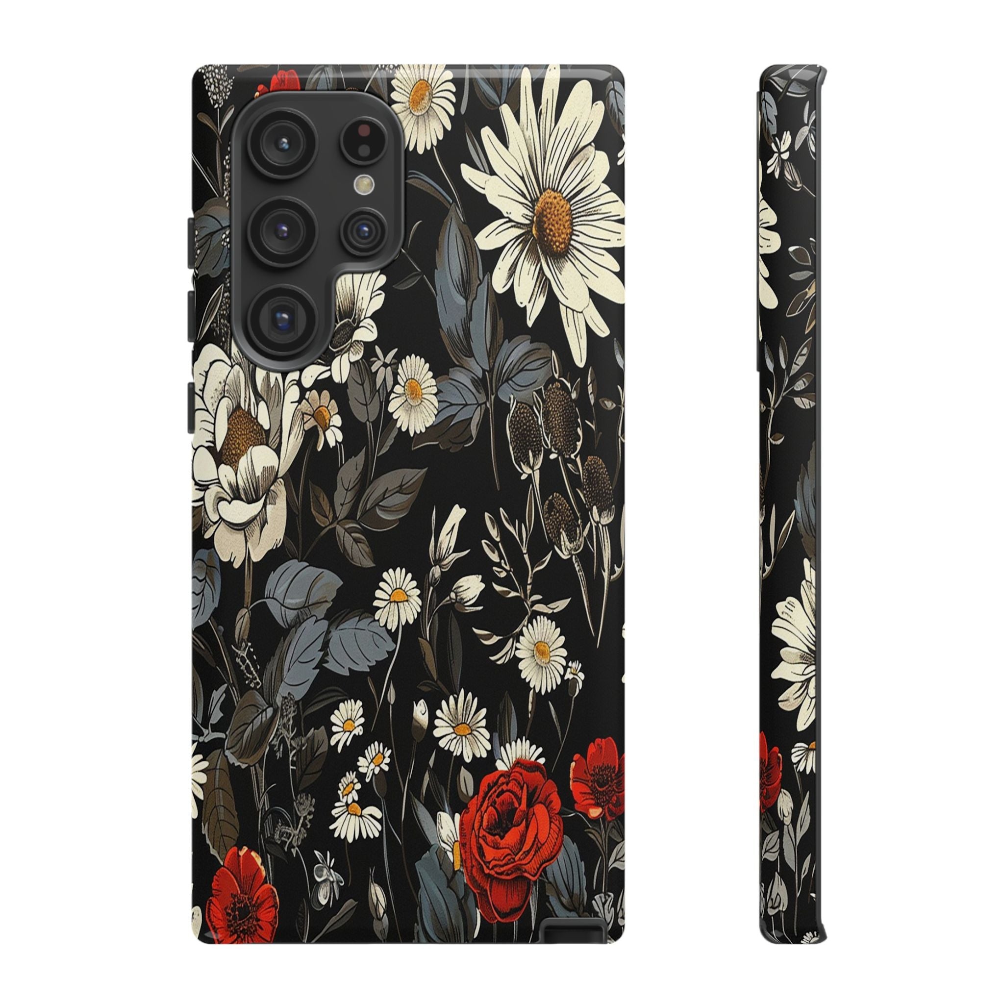 Elegant Floral Pattern on Black Background