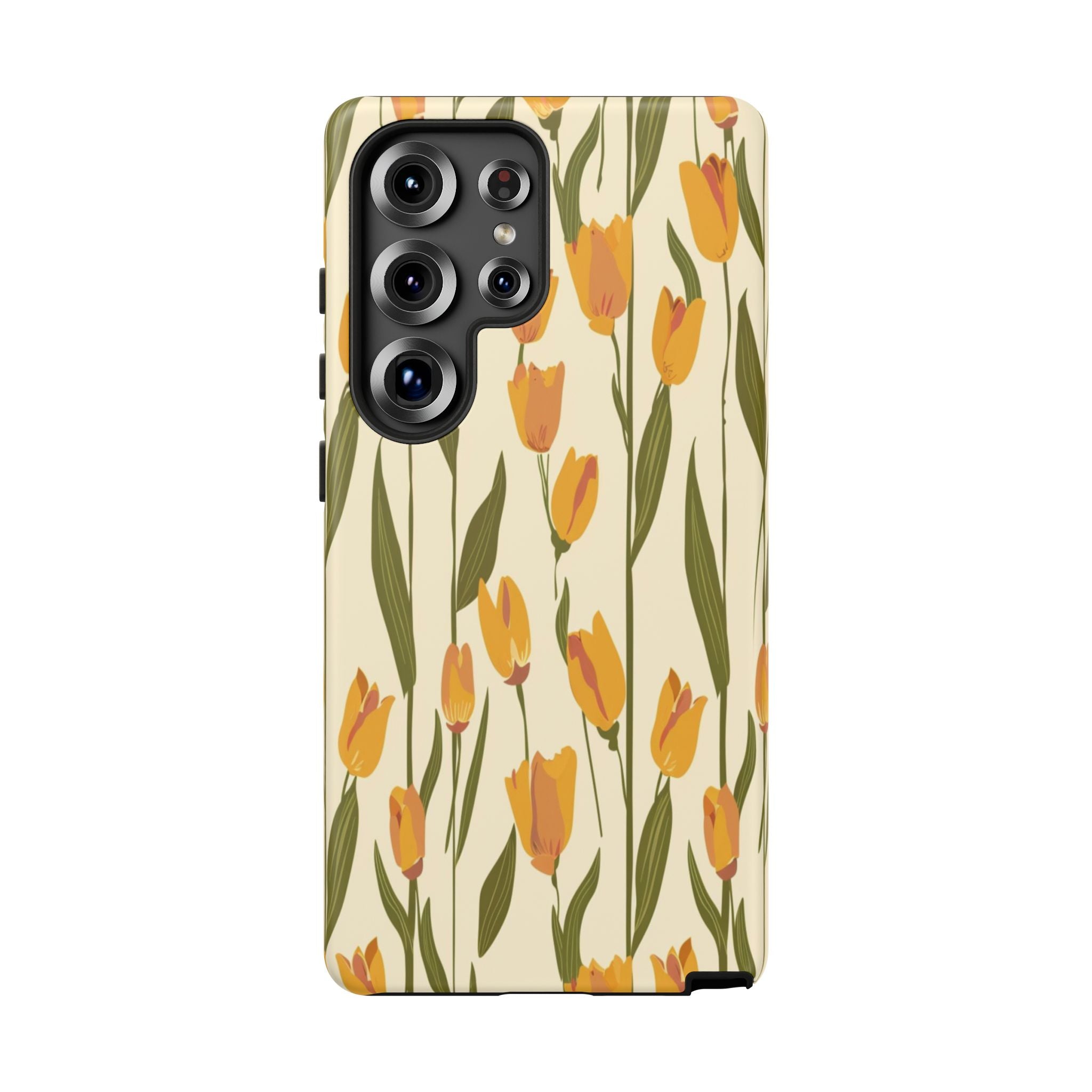 Vibrant Yellow and Orange Tulips Seamless Pattern