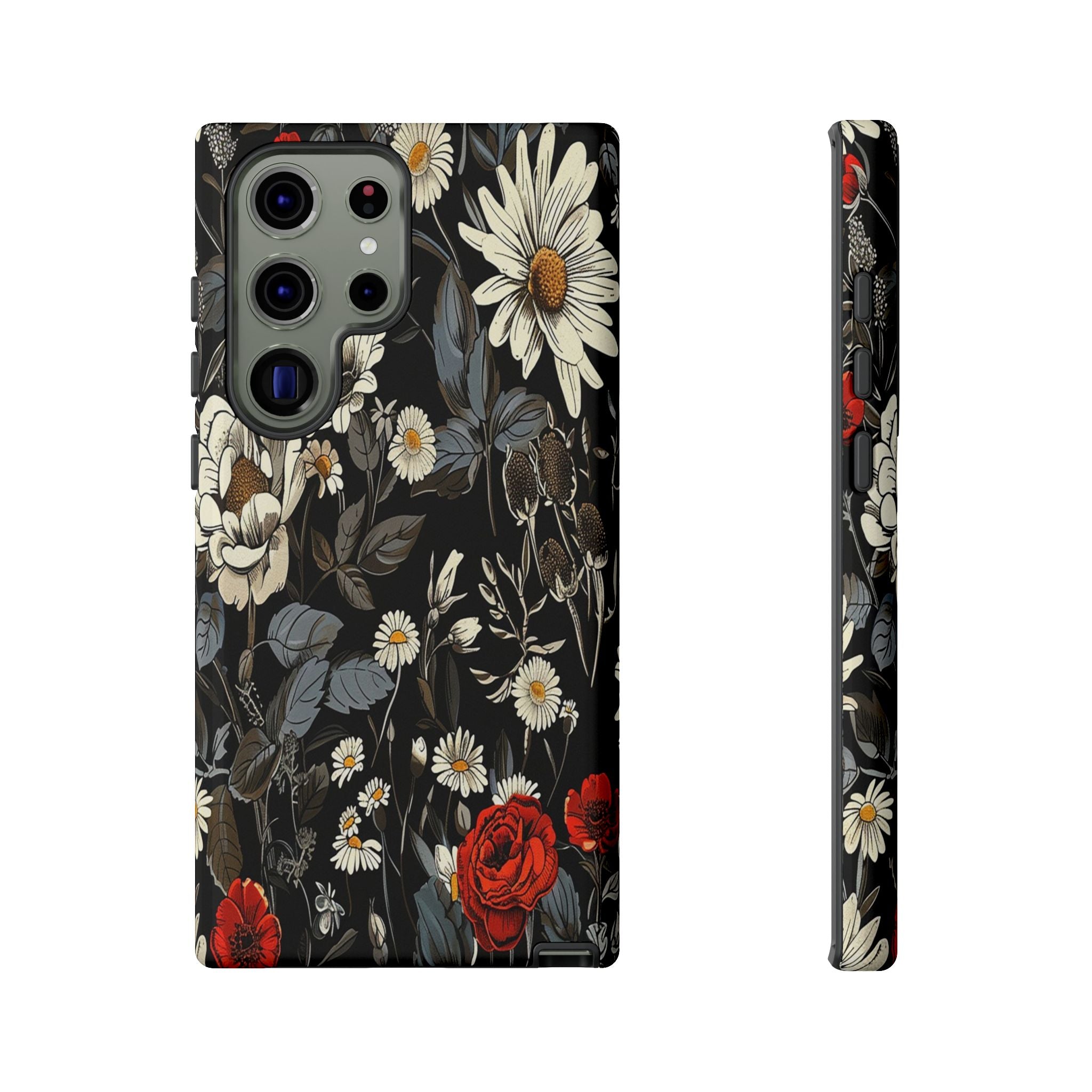 Elegant Floral Pattern on Black Background