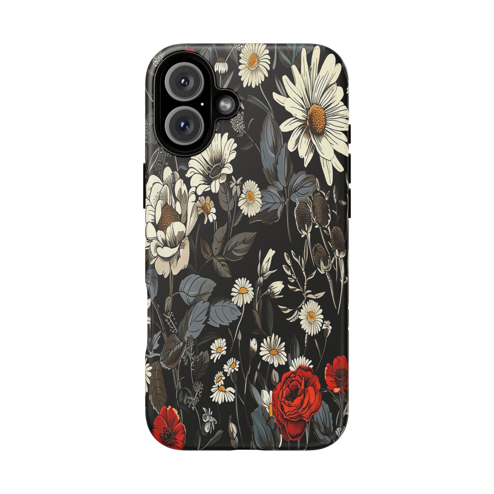Elegant Floral Pattern on Black Background