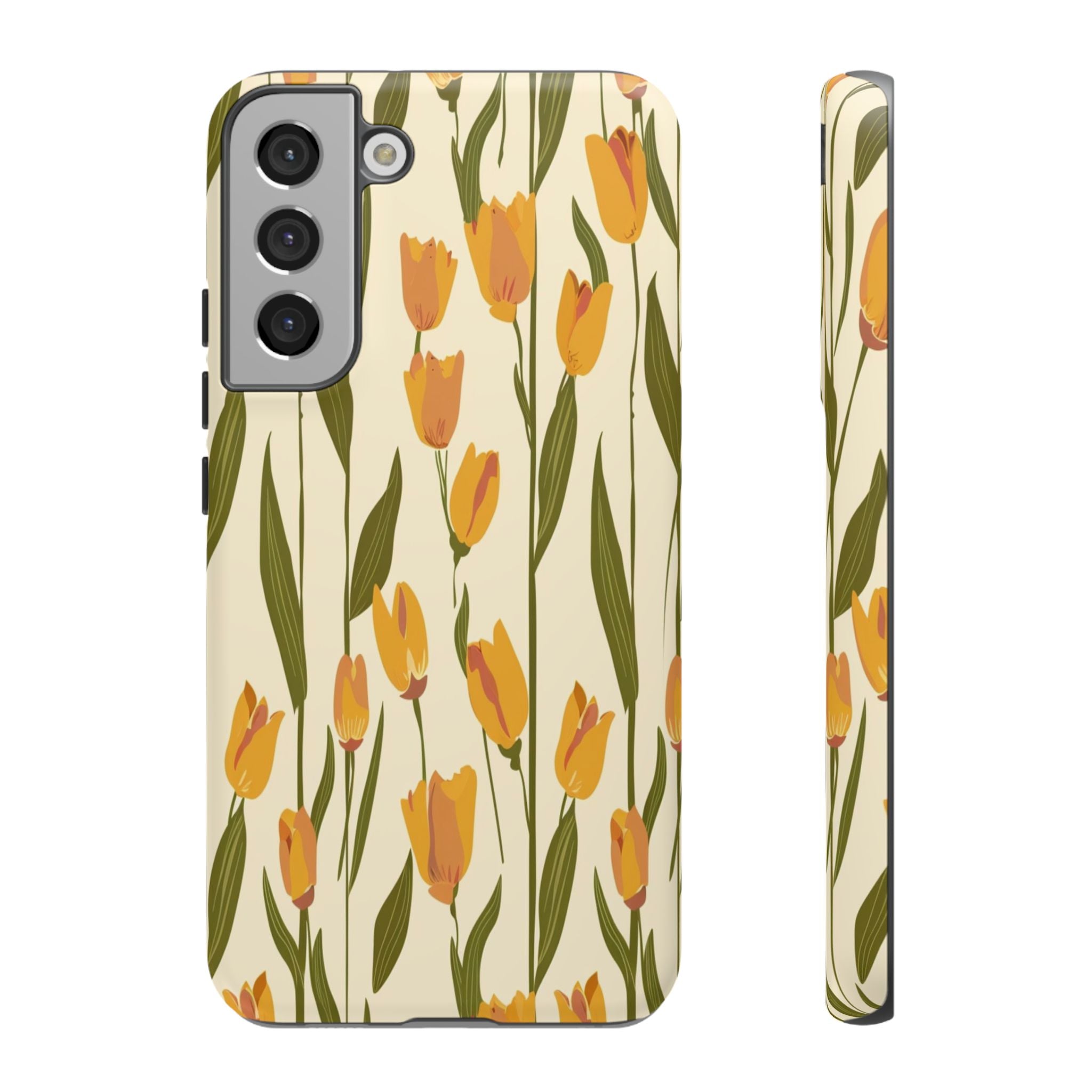 Vibrant Yellow and Orange Tulips Seamless Pattern