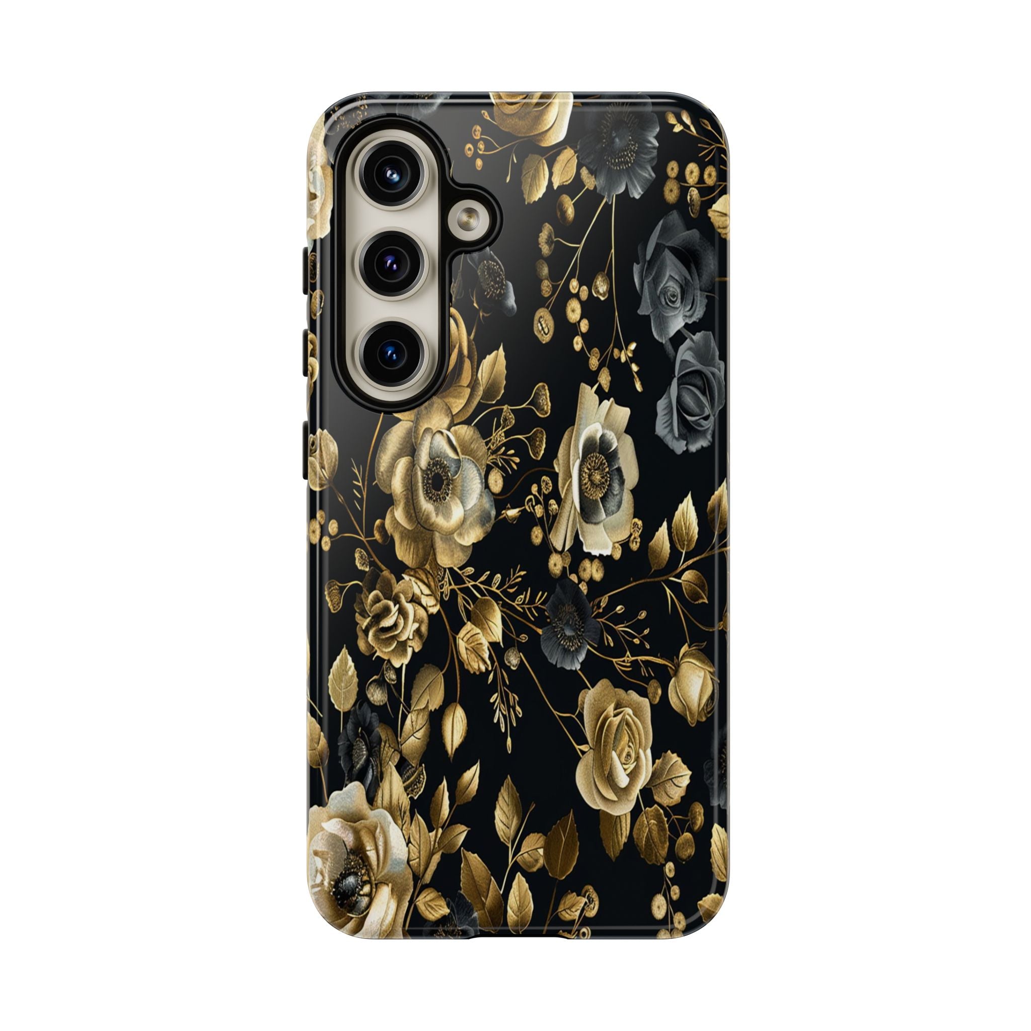 Luxurious Gold Roses on Black