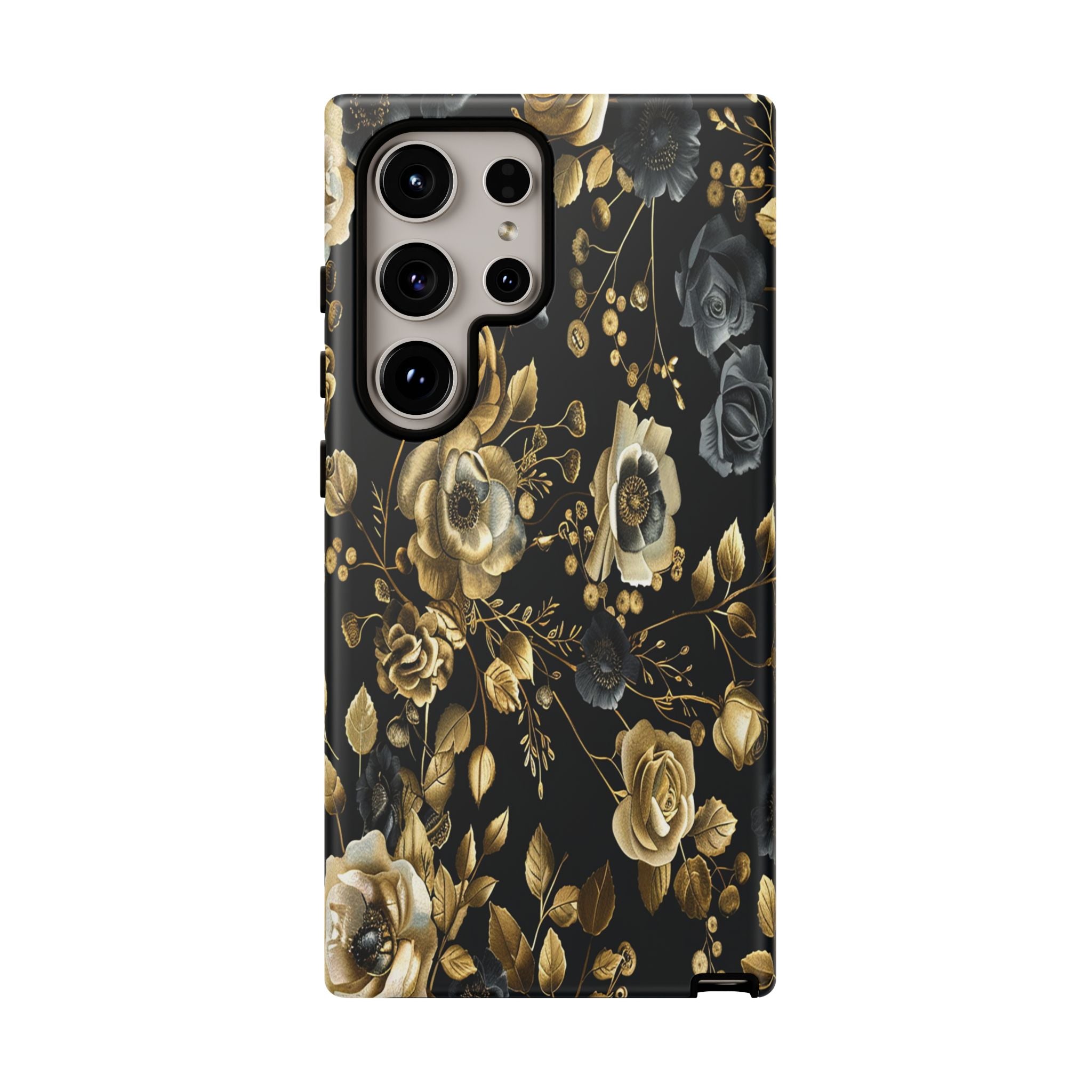 Luxurious Gold Roses on Black