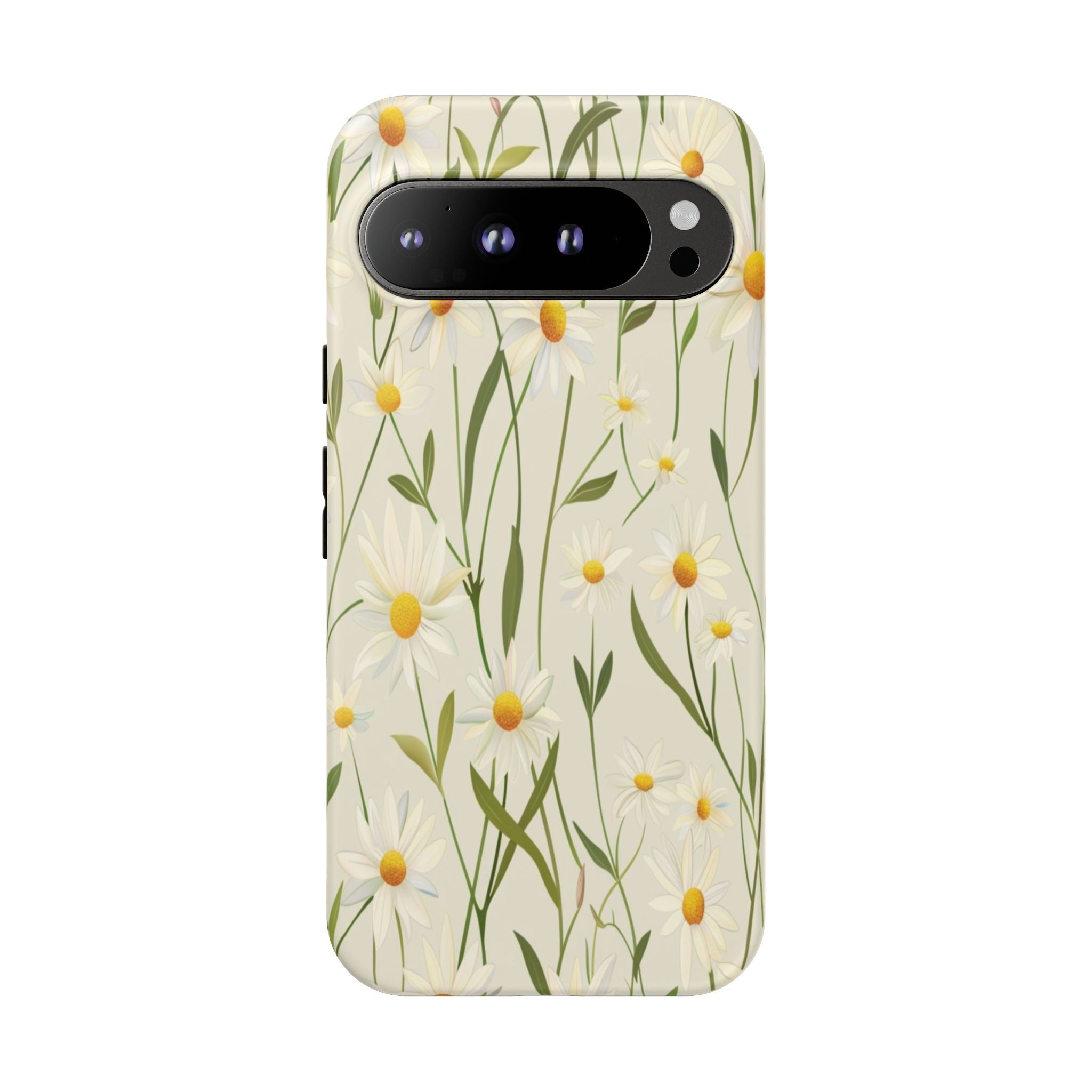 Delicate White Daisies on Cream