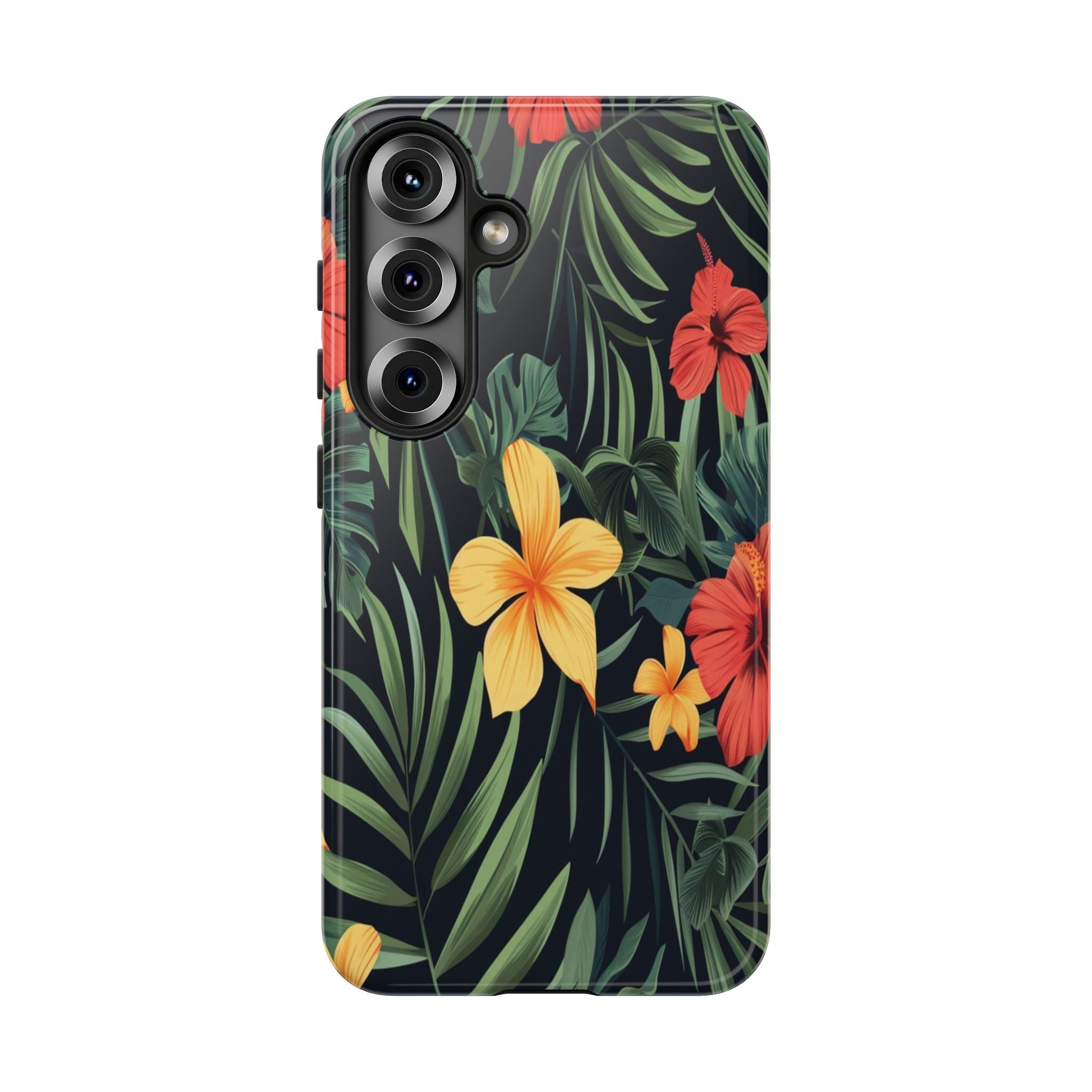 Tropical Hibiscus and Plumeria Seamless Pattern