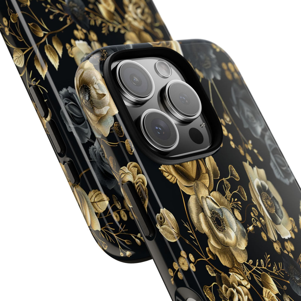 Luxurious Gold Roses on Black