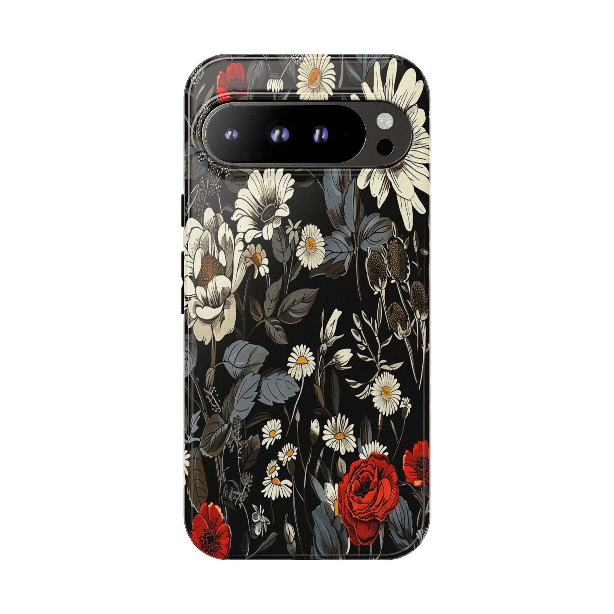 Elegant Floral Pattern on Black Background