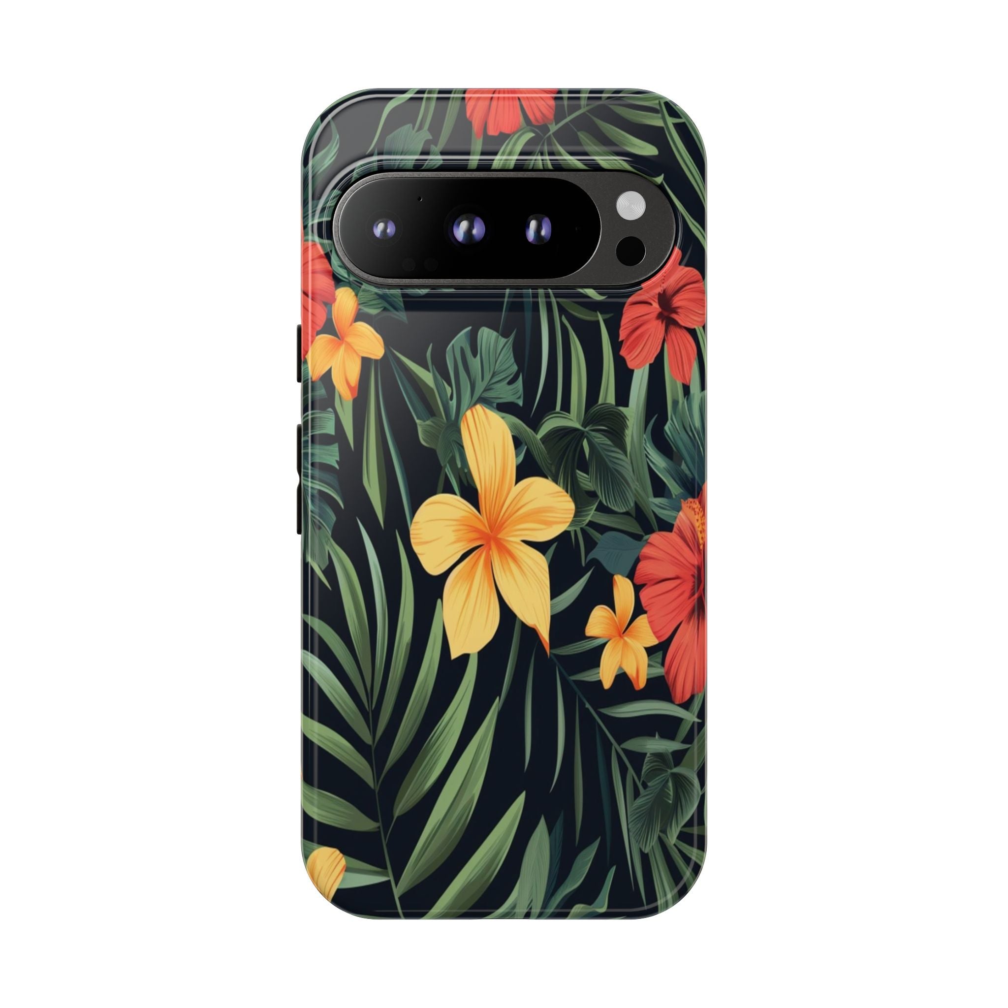 Tropical Hibiscus and Plumeria Seamless Pattern