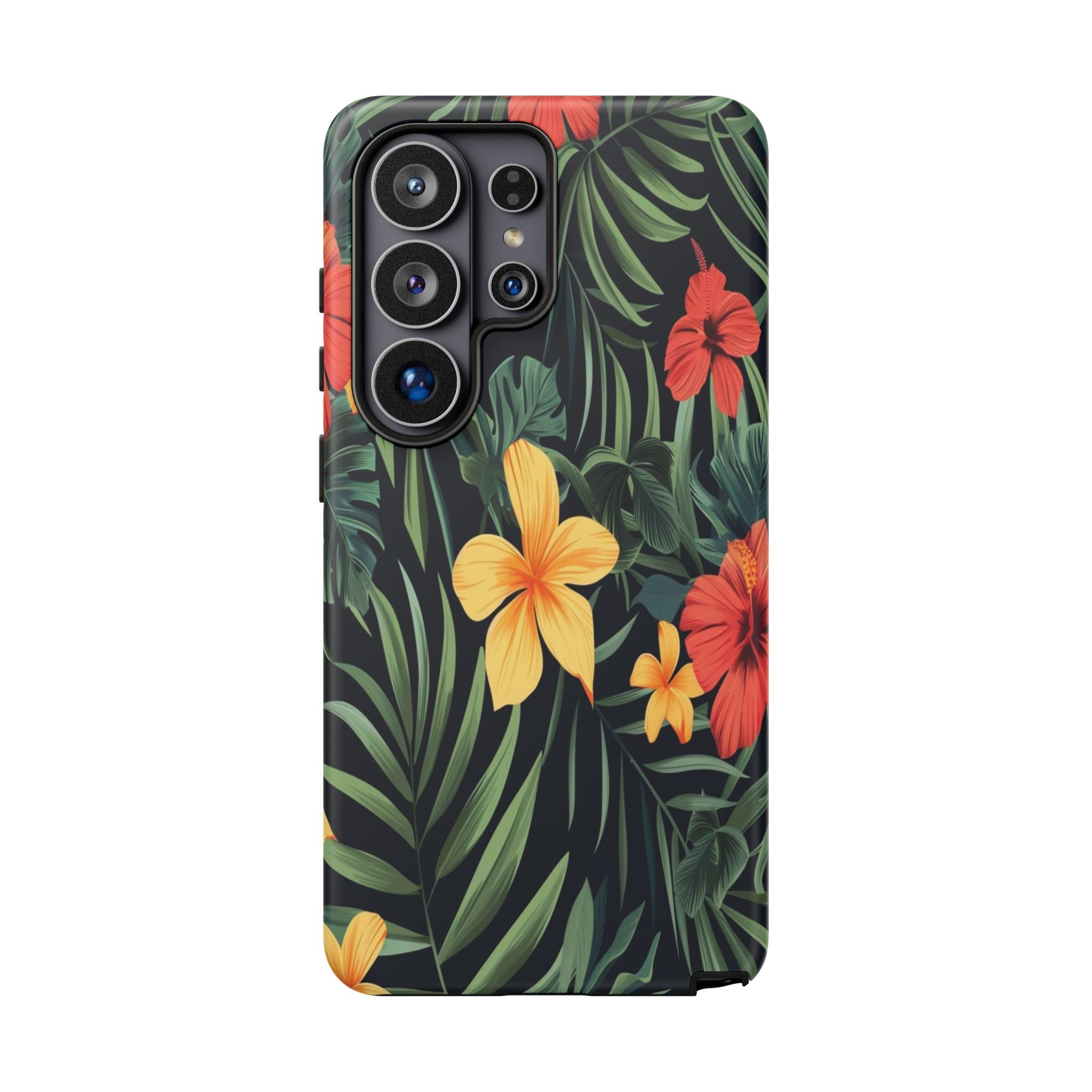 Tropical Hibiscus and Plumeria Seamless Pattern