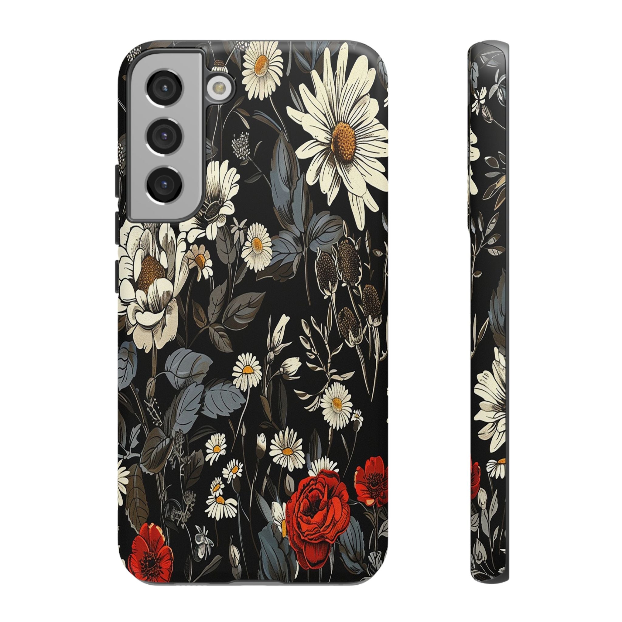 Elegant Floral Pattern on Black Background