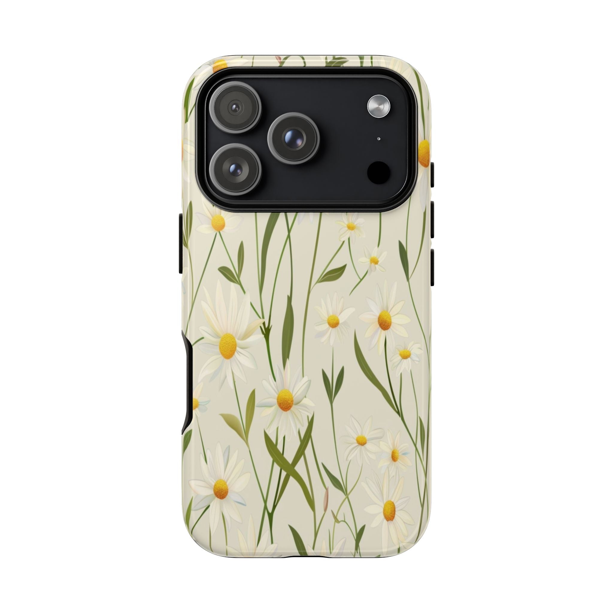 Delicate White Daisies on Cream