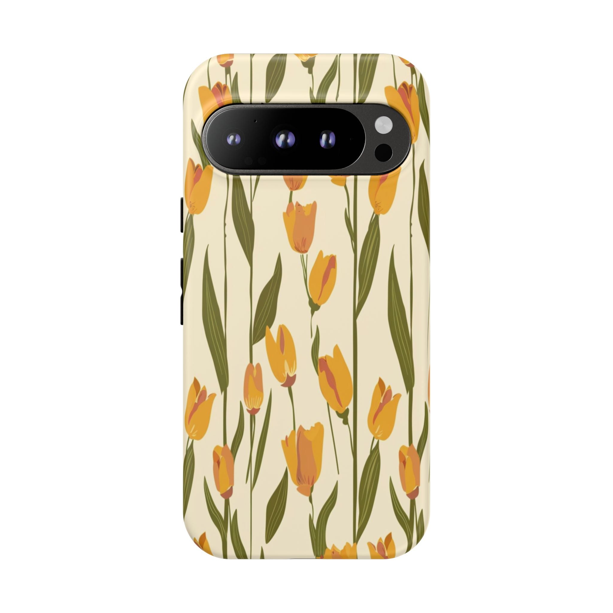 Vibrant Yellow and Orange Tulips Seamless Pattern