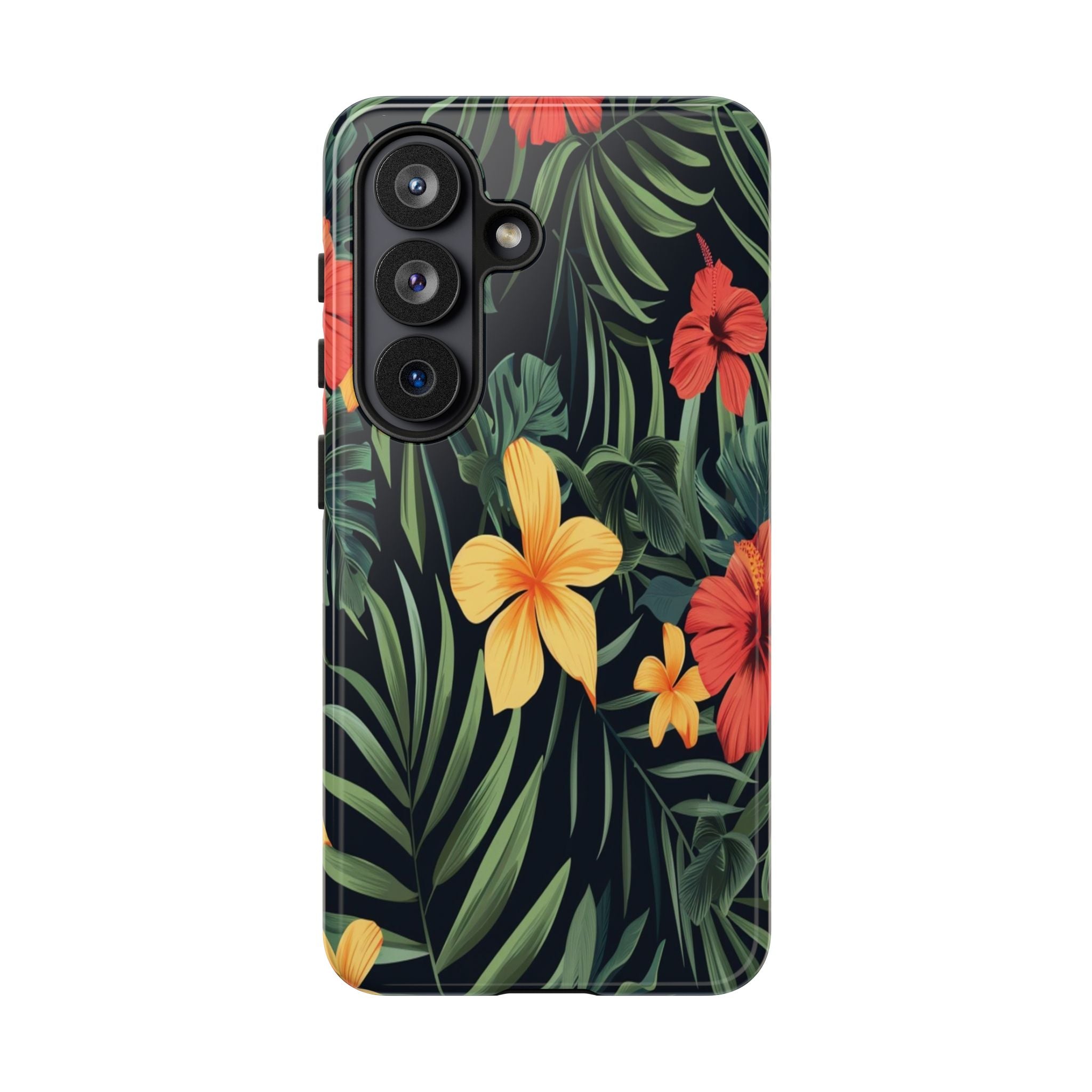 Tropical Hibiscus and Plumeria Seamless Pattern