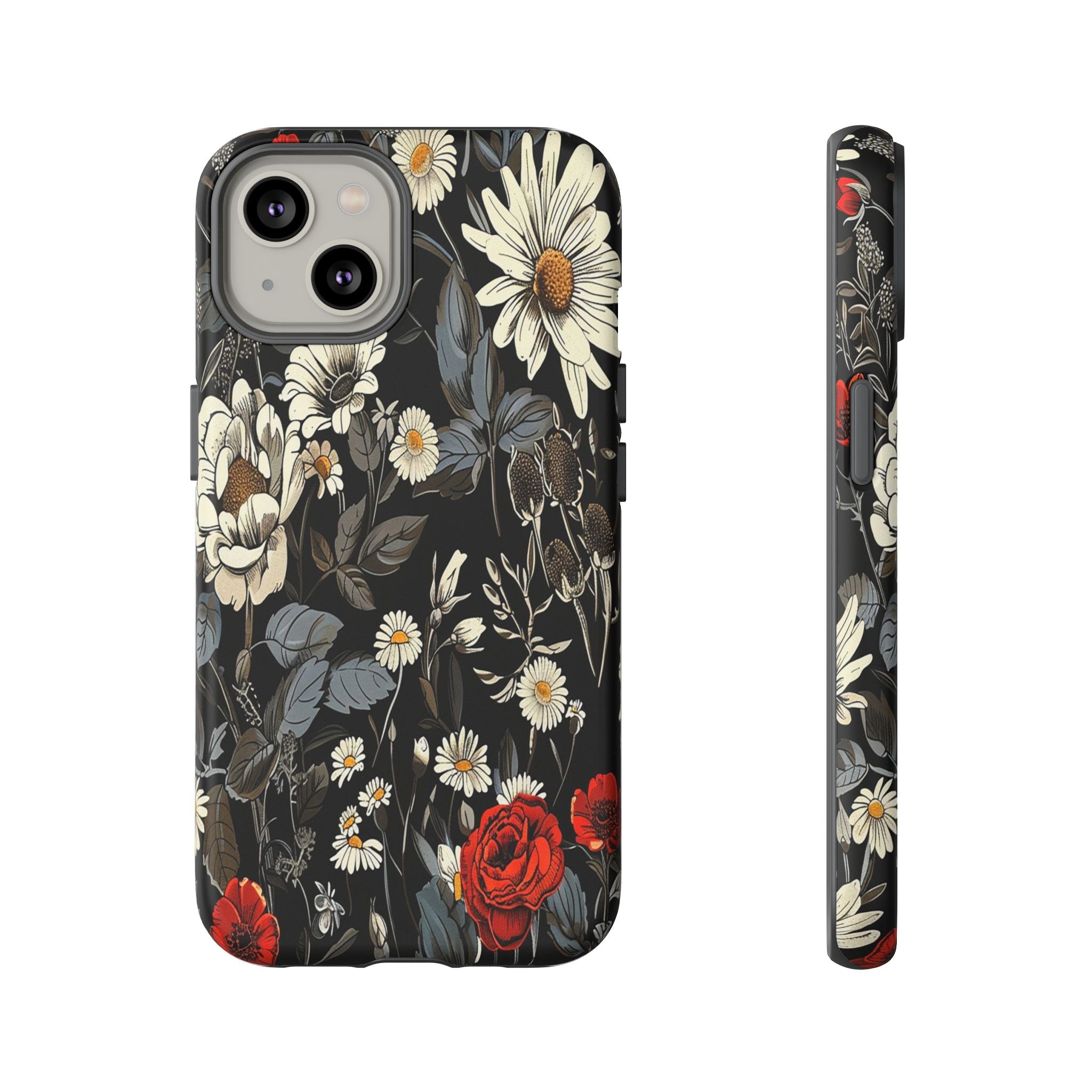 Elegant Floral Pattern on Black Background