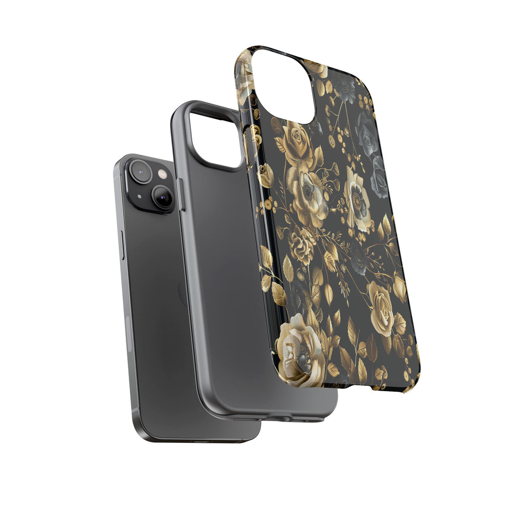 Luxurious Gold Roses on Black