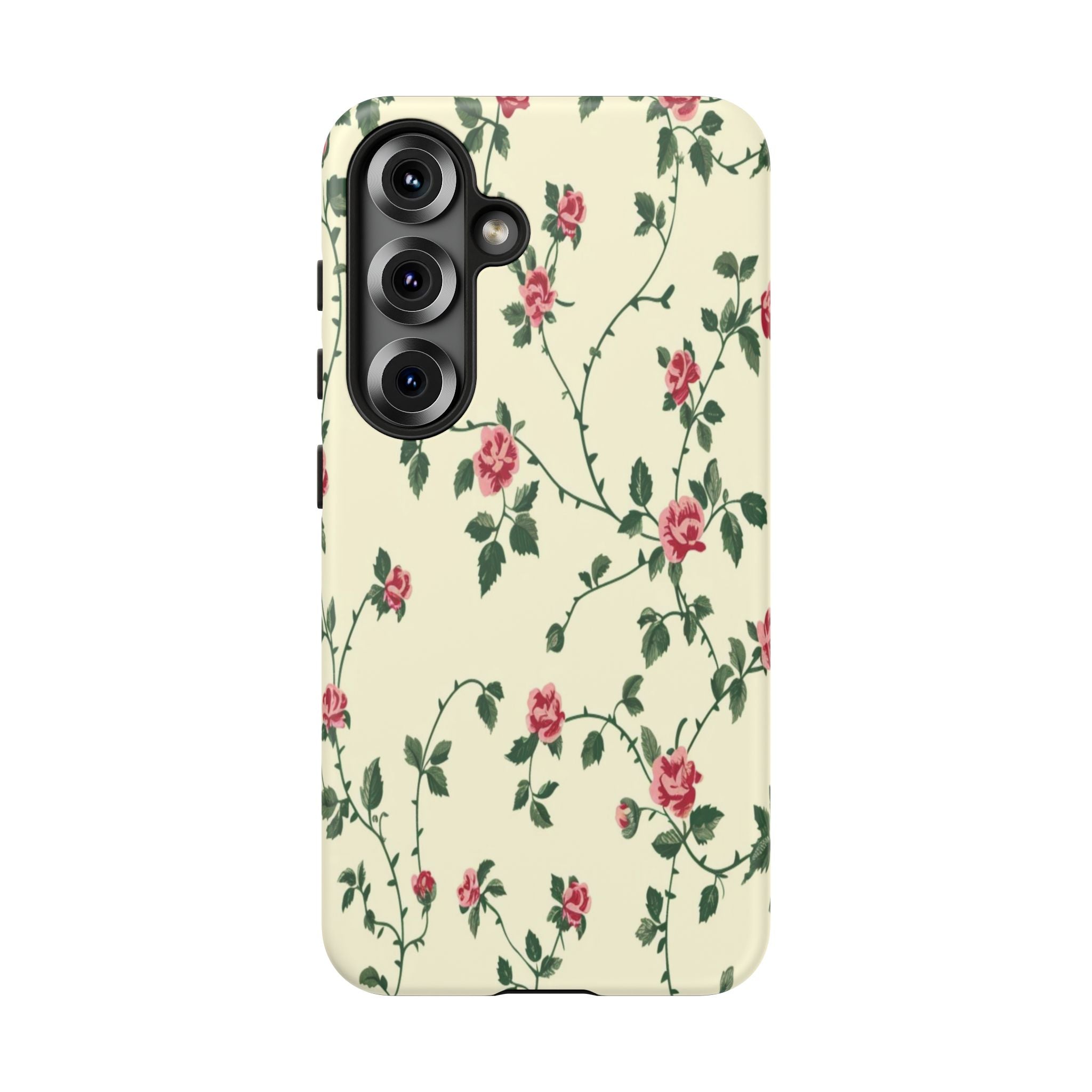 Elegant Pink Roses Victorian Botanical Wallpaper