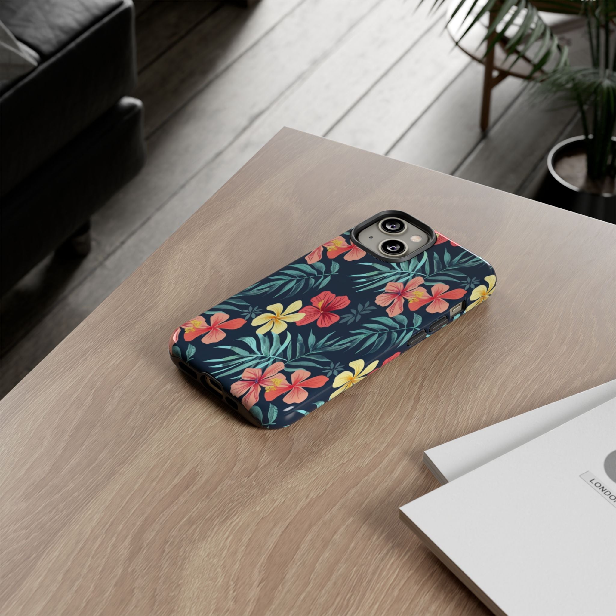 Tropical Hibiscus Navy Case
