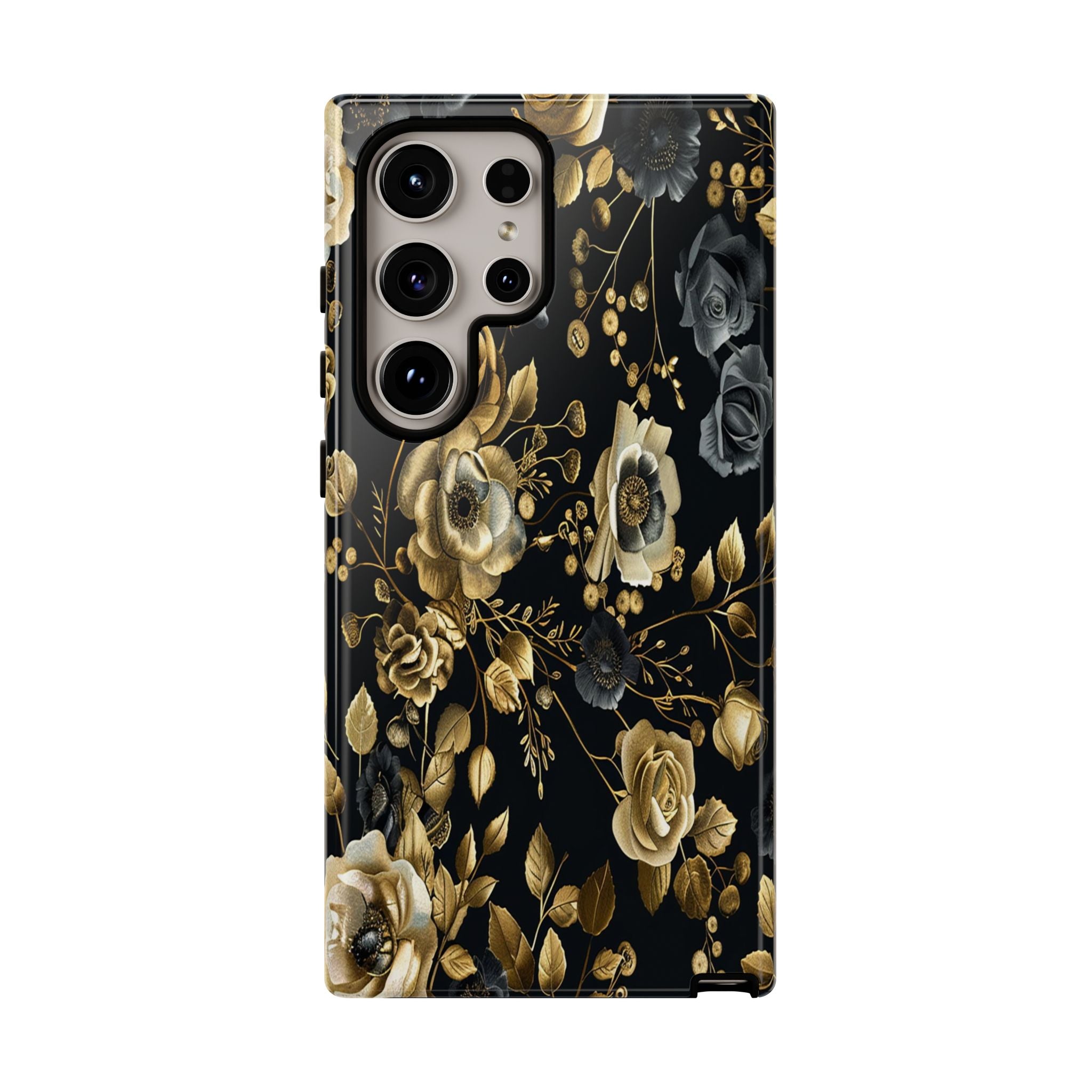 Luxurious Gold Roses on Black