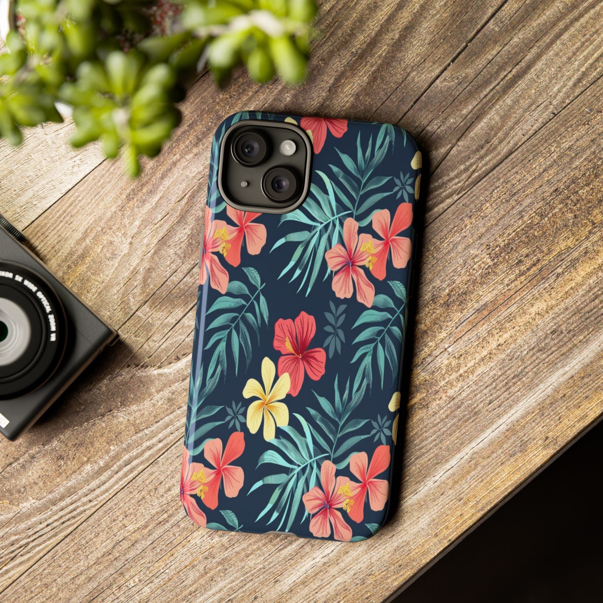 Tropical Hibiscus Navy Case