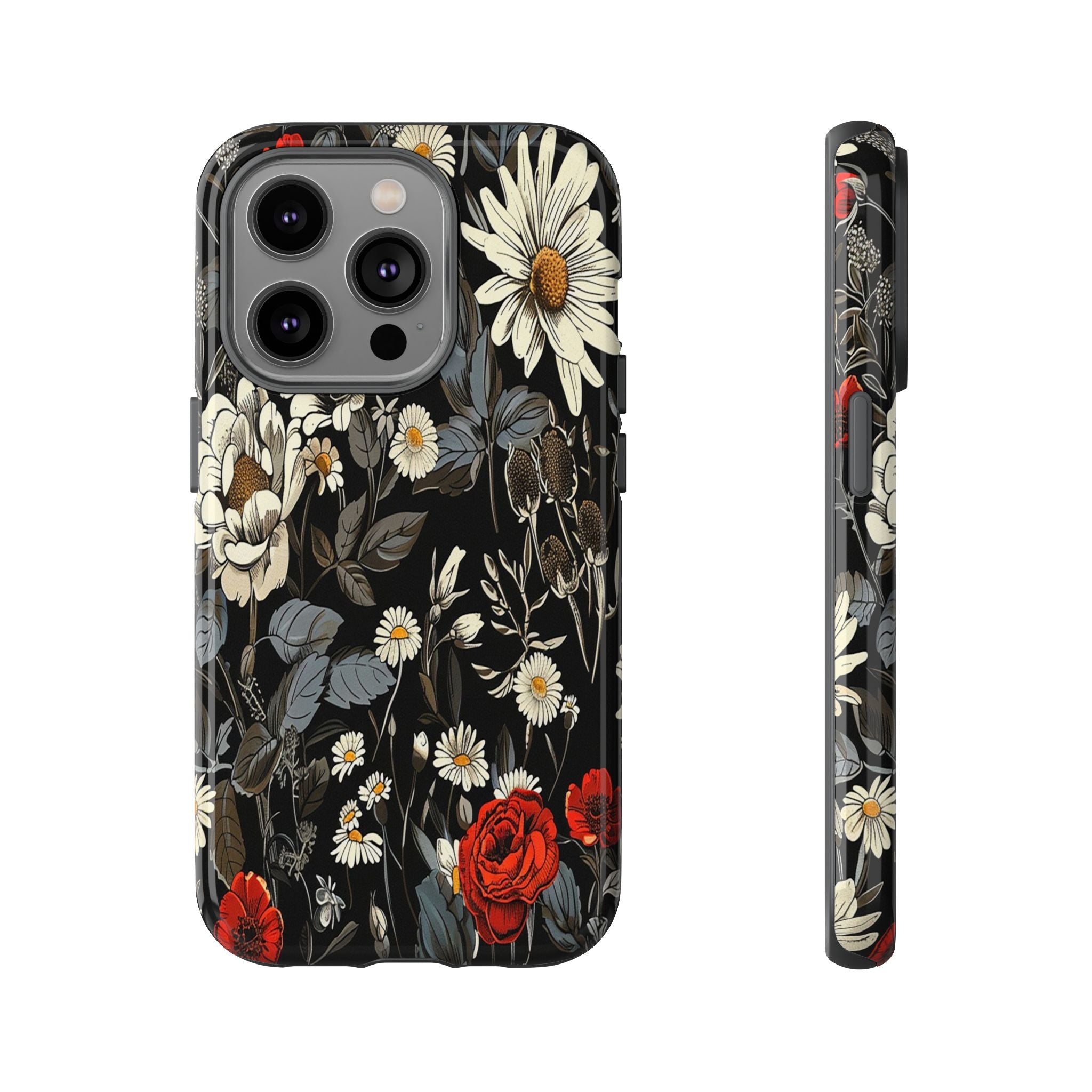 Elegant Floral Pattern on Black Background