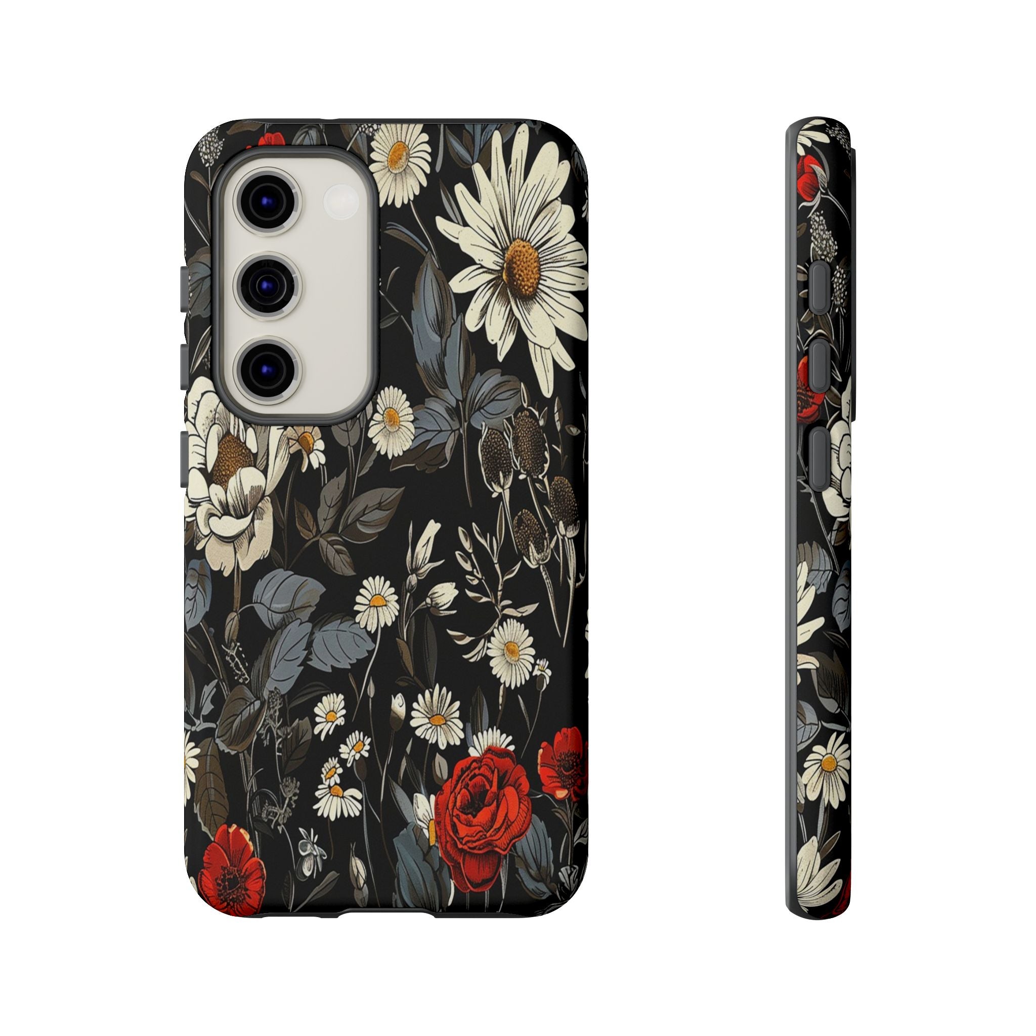 Elegant Floral Pattern on Black Background