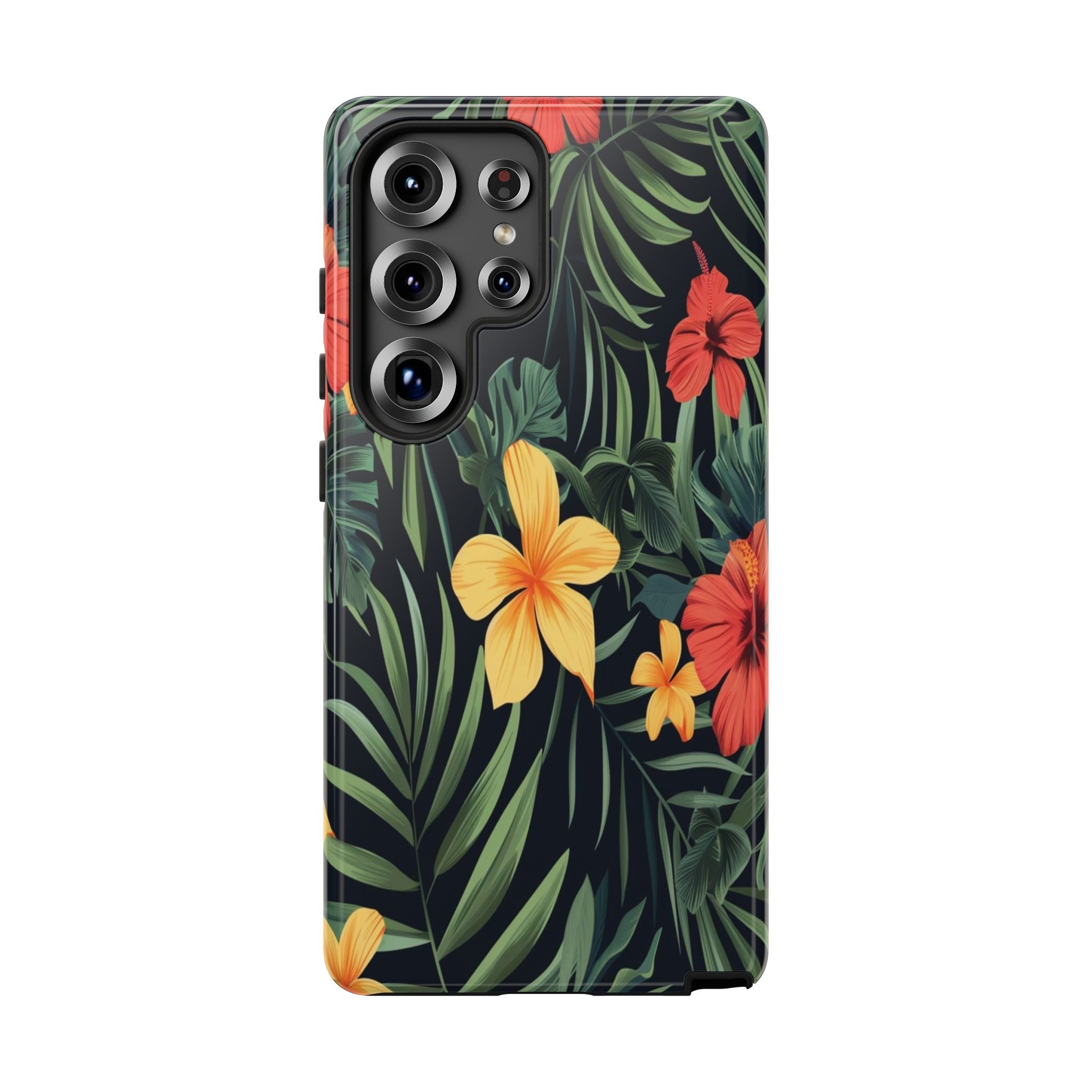 Tropical Hibiscus and Plumeria Seamless Pattern