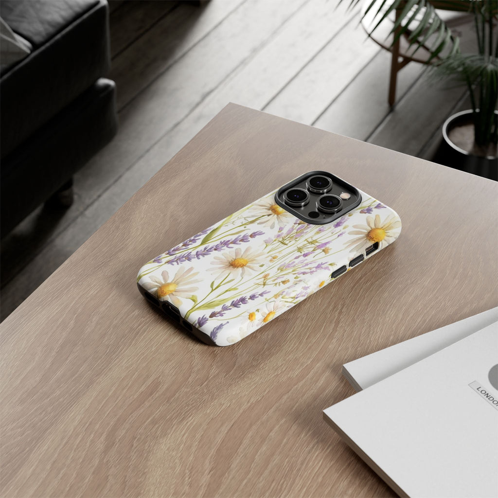 Delicate Watercolor Daisy and Lavender Case