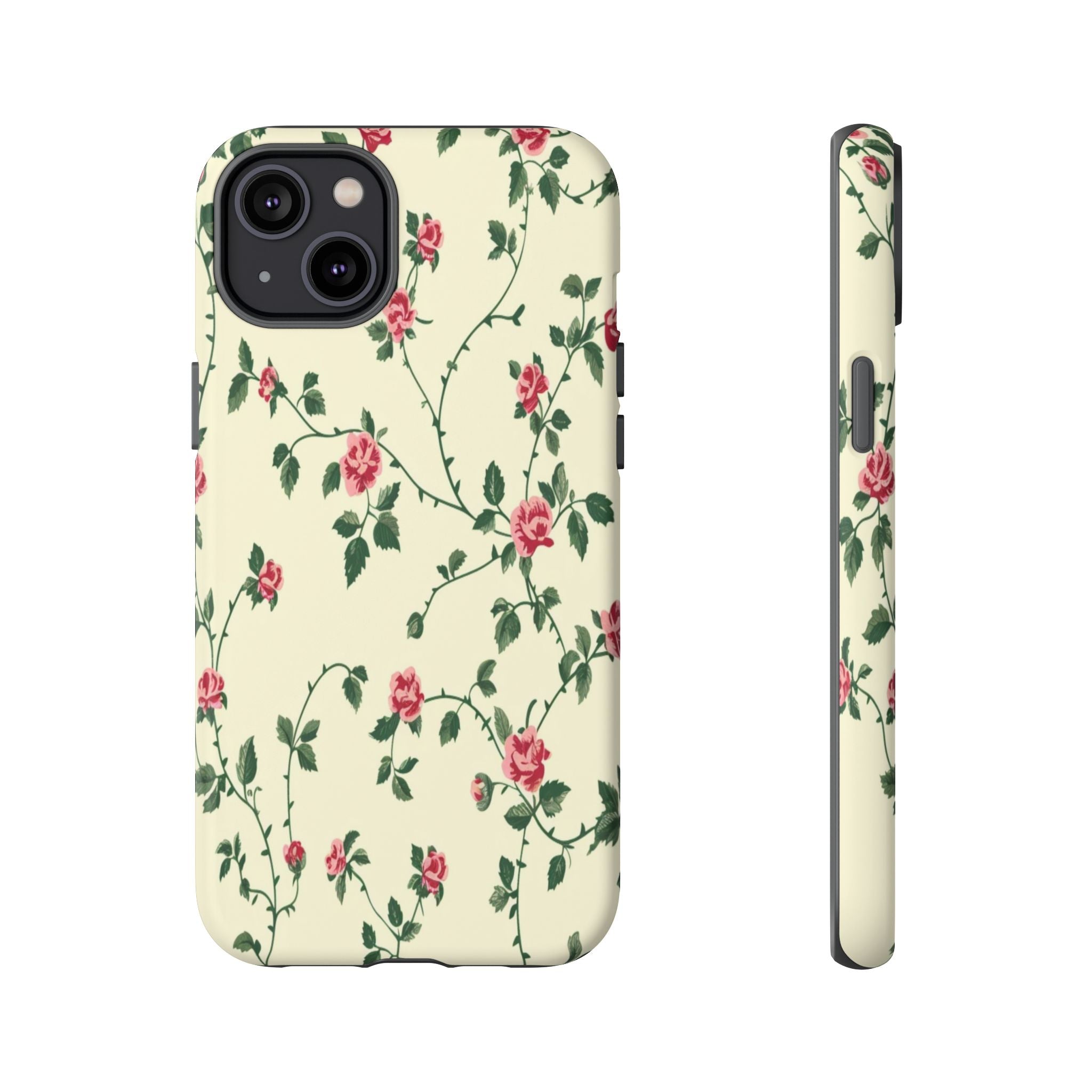 Elegant Pink Roses Victorian Botanical Wallpaper