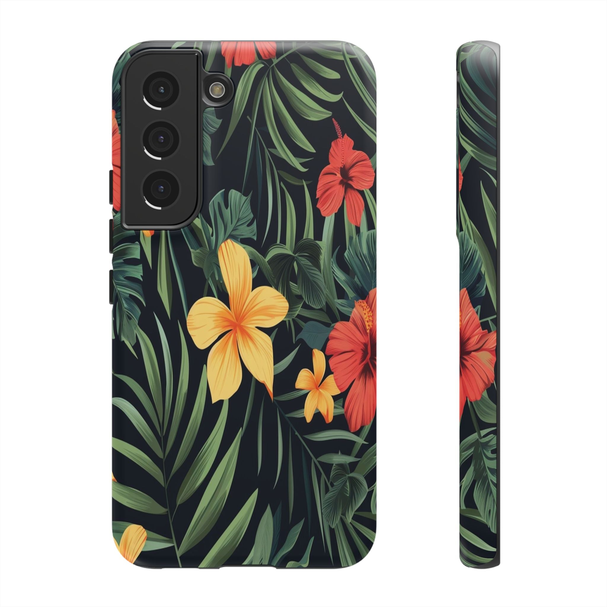 Tropical Hibiscus and Plumeria Seamless Pattern