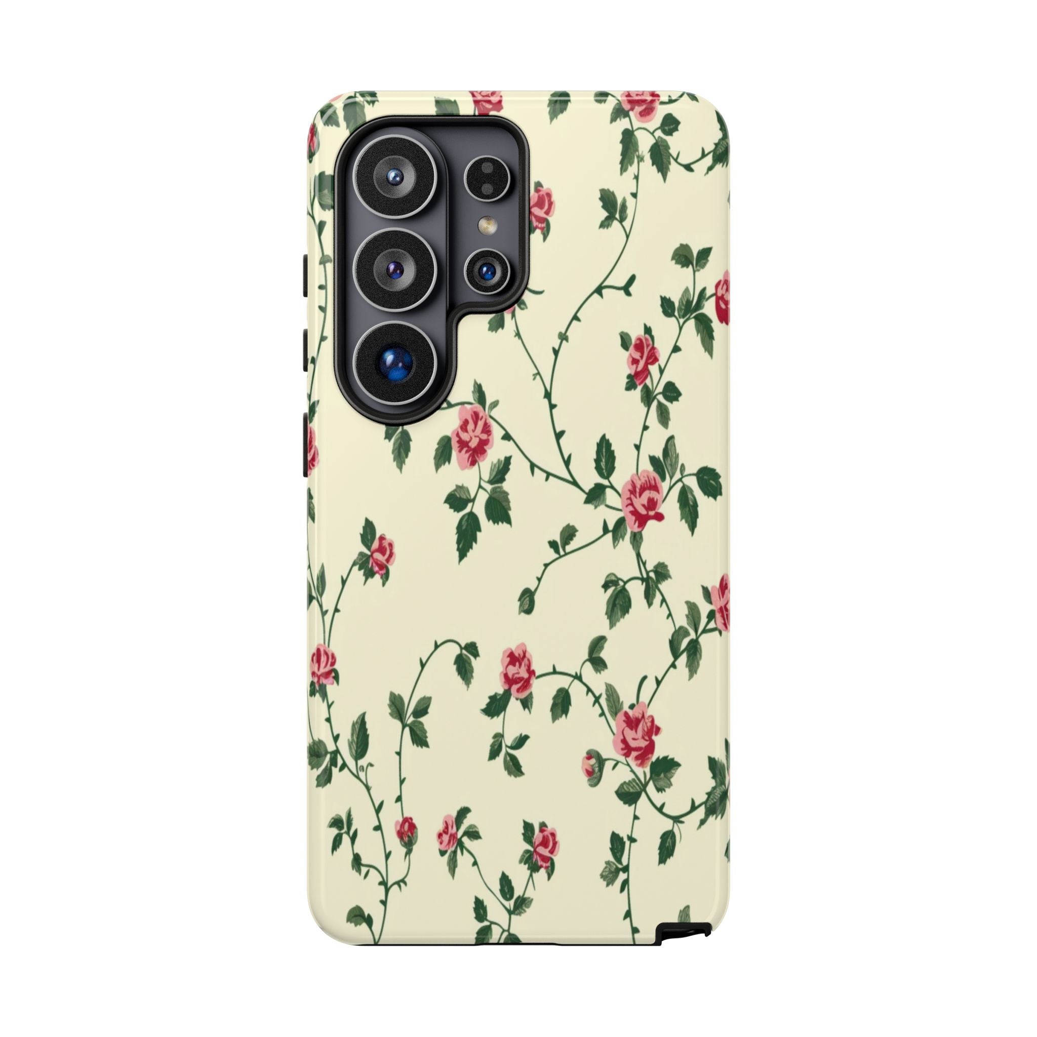 Elegant Pink Roses Victorian Botanical Wallpaper