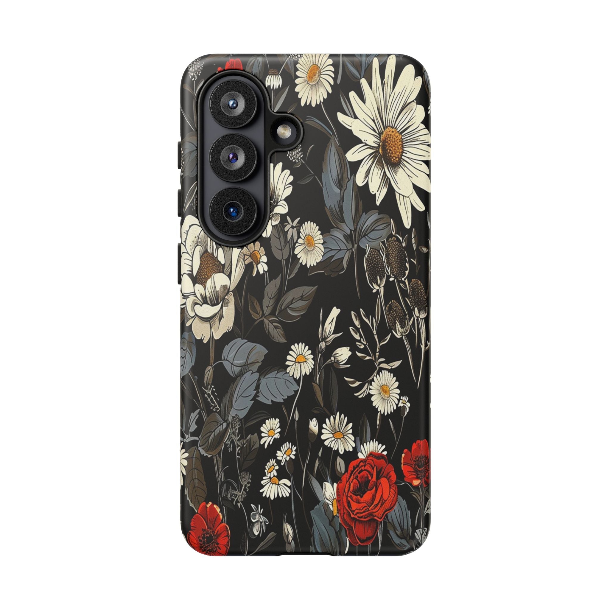 Elegant Floral Pattern on Black Background