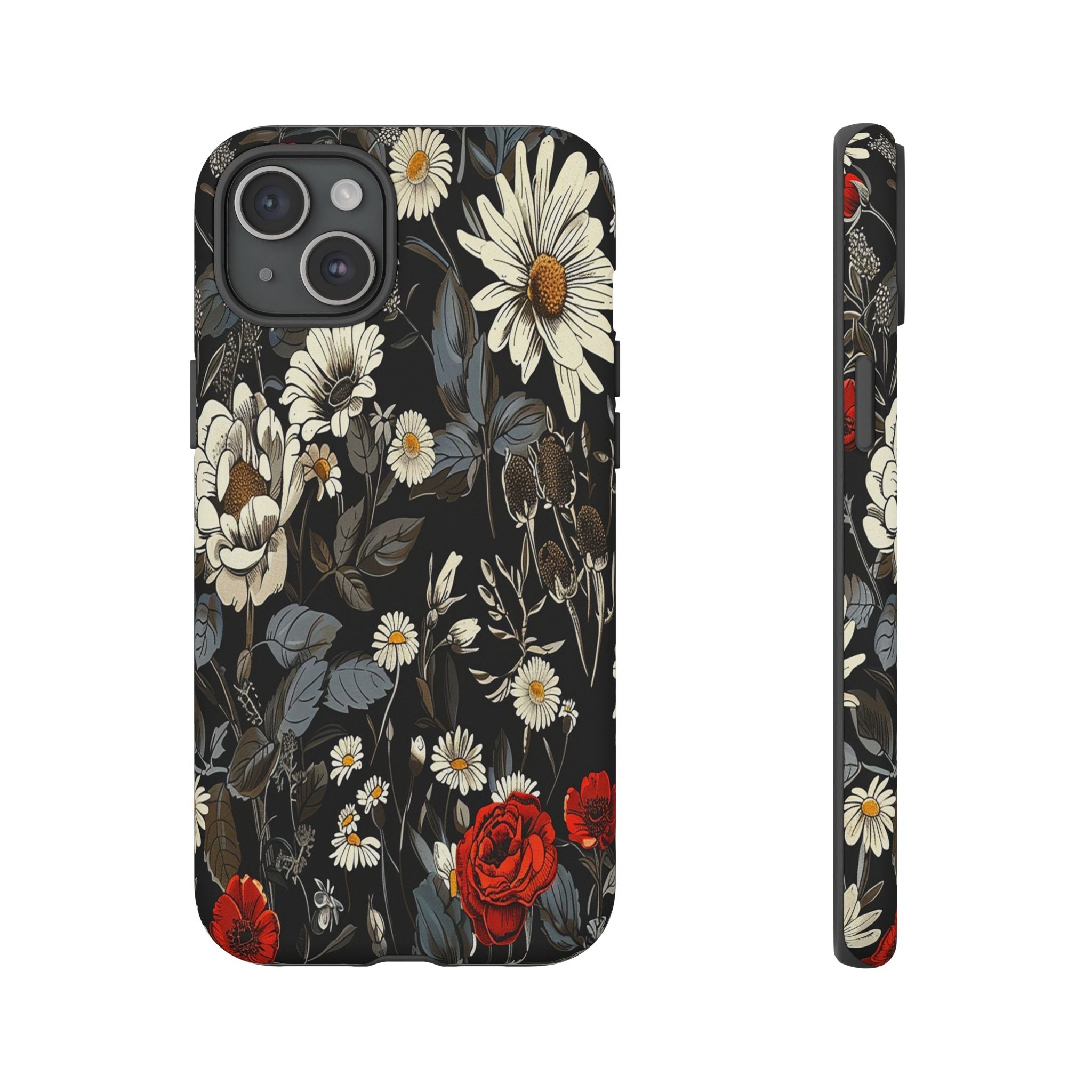 Elegant Floral Pattern on Black Background