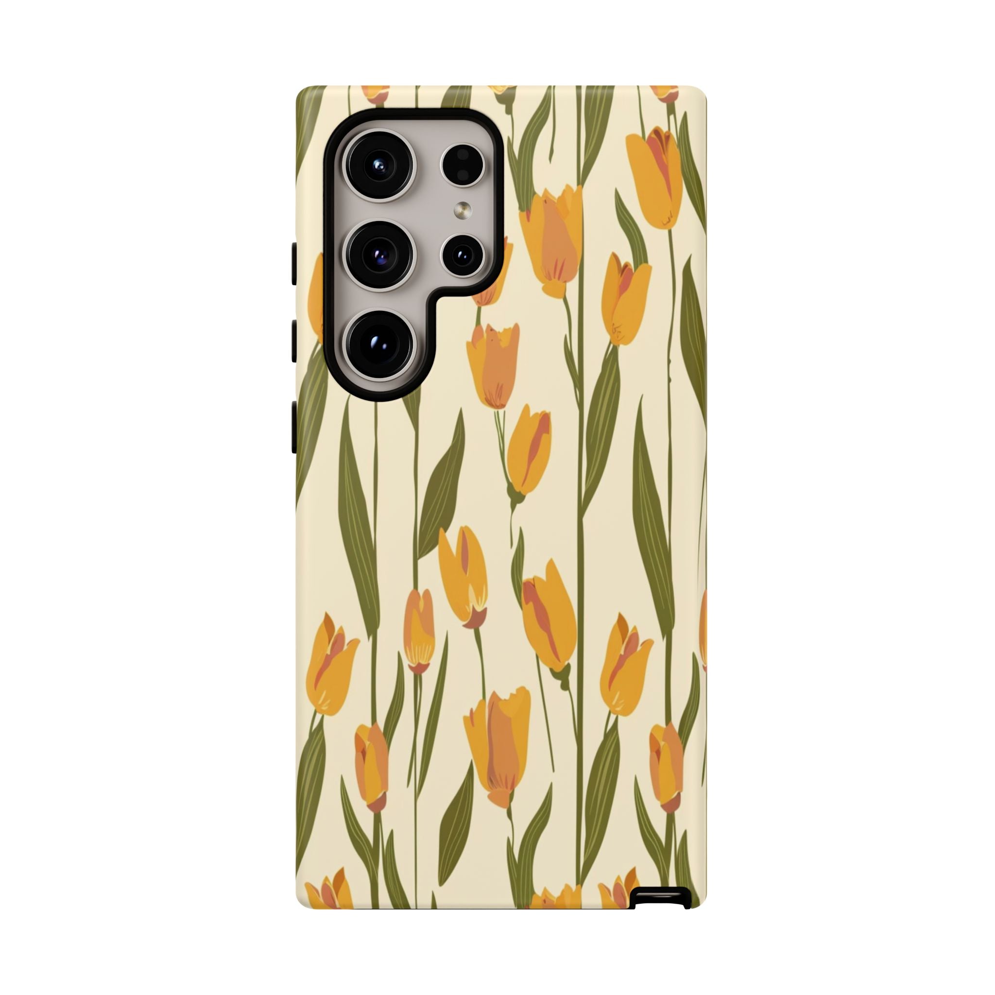 Vibrant Yellow and Orange Tulips Seamless Pattern