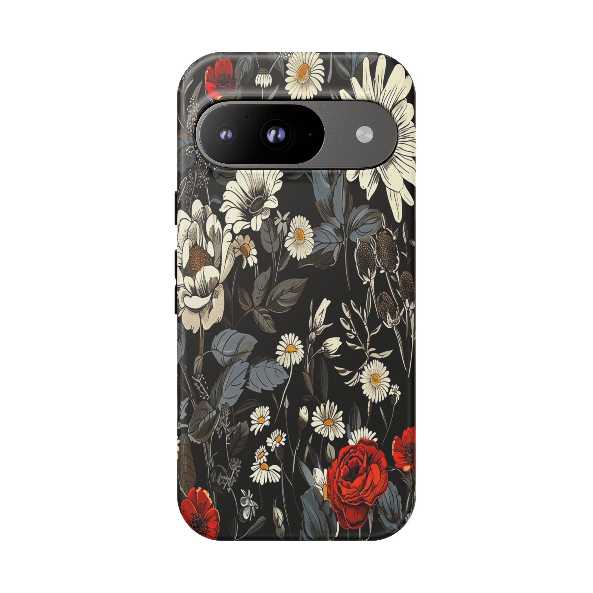 Elegant Floral Pattern on Black Background