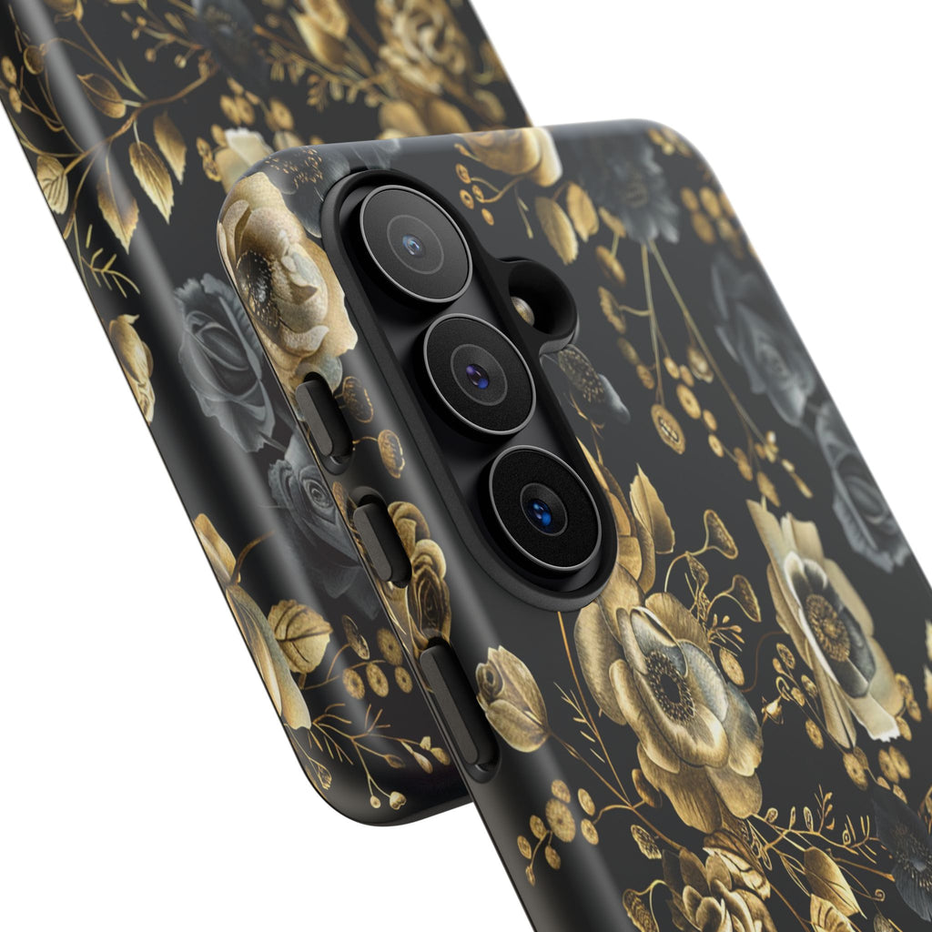 Luxurious Gold Roses on Black