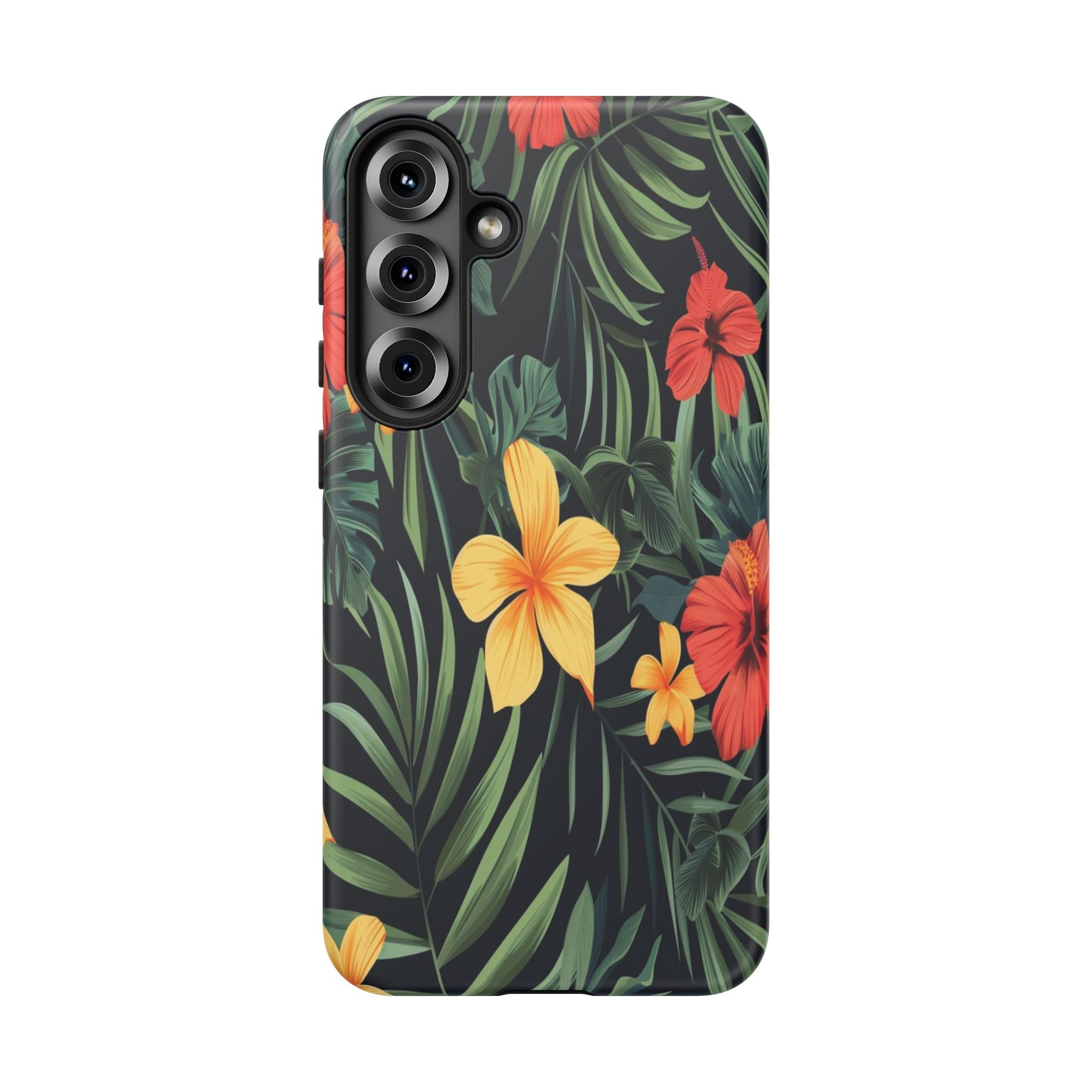 Tropical Hibiscus and Plumeria Seamless Pattern