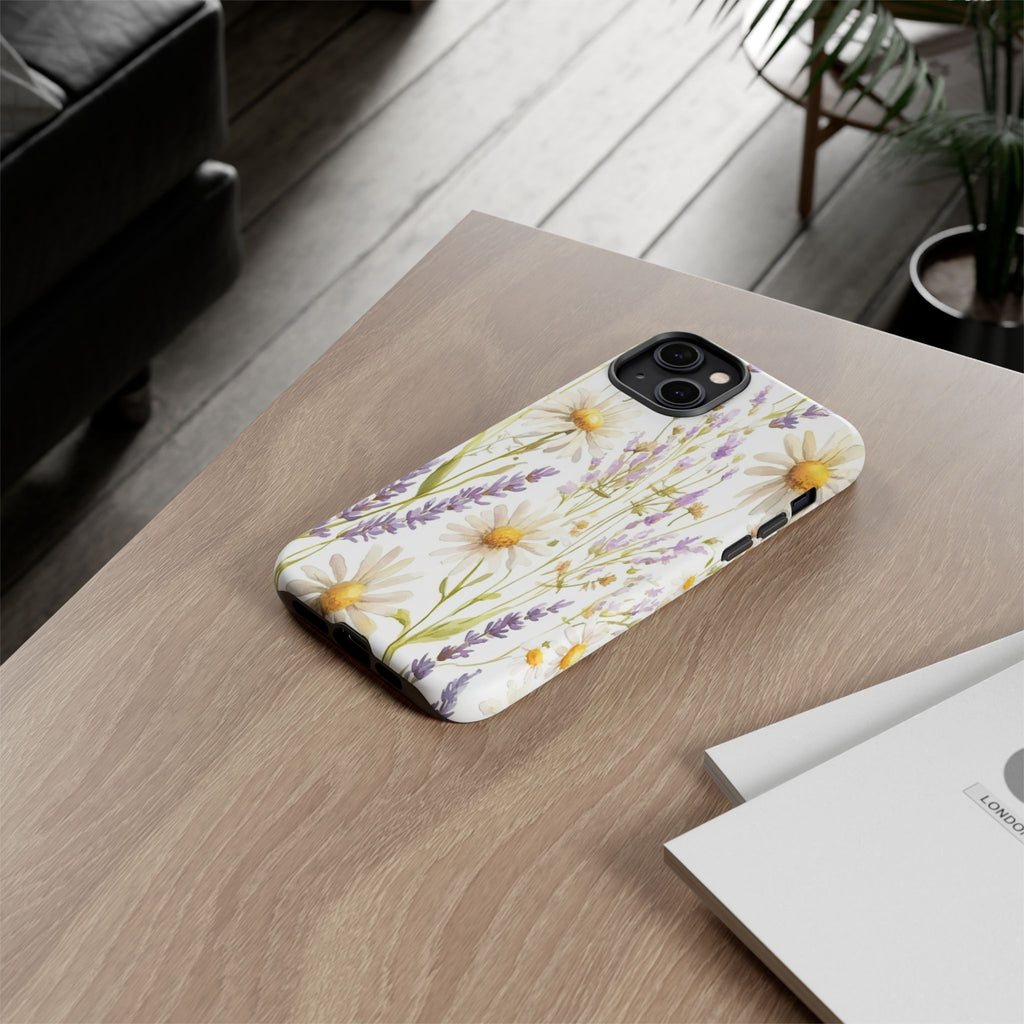 Delicate Watercolor Daisy and Lavender Case