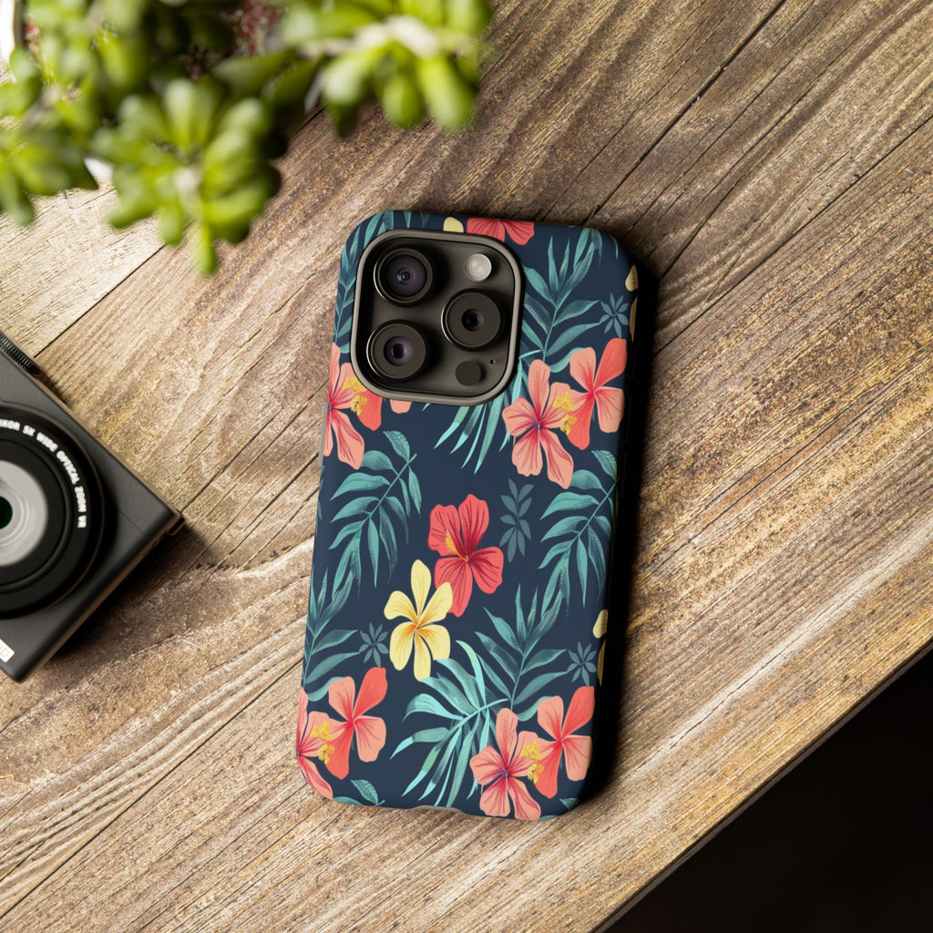 Tropical Hibiscus Navy Case