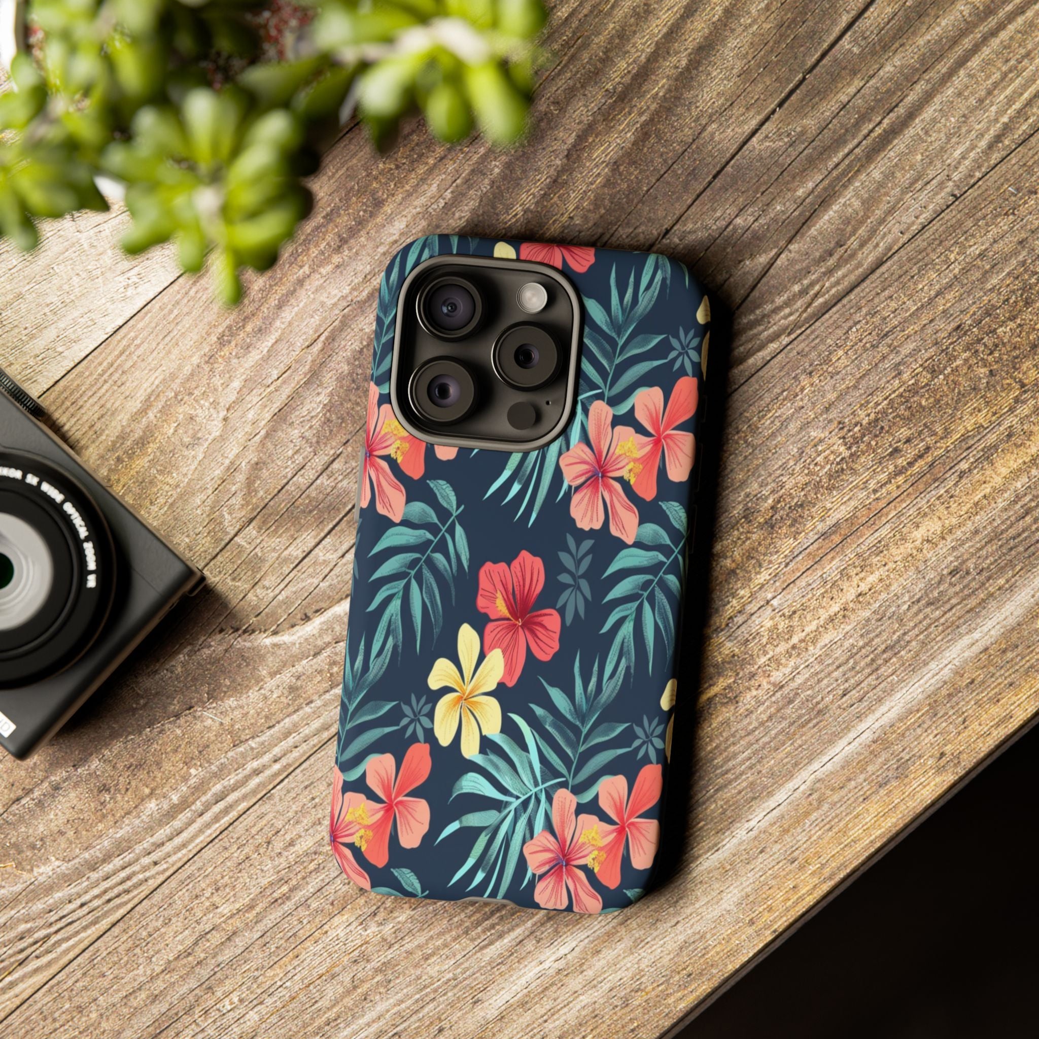 Tropical Hibiscus Navy Case