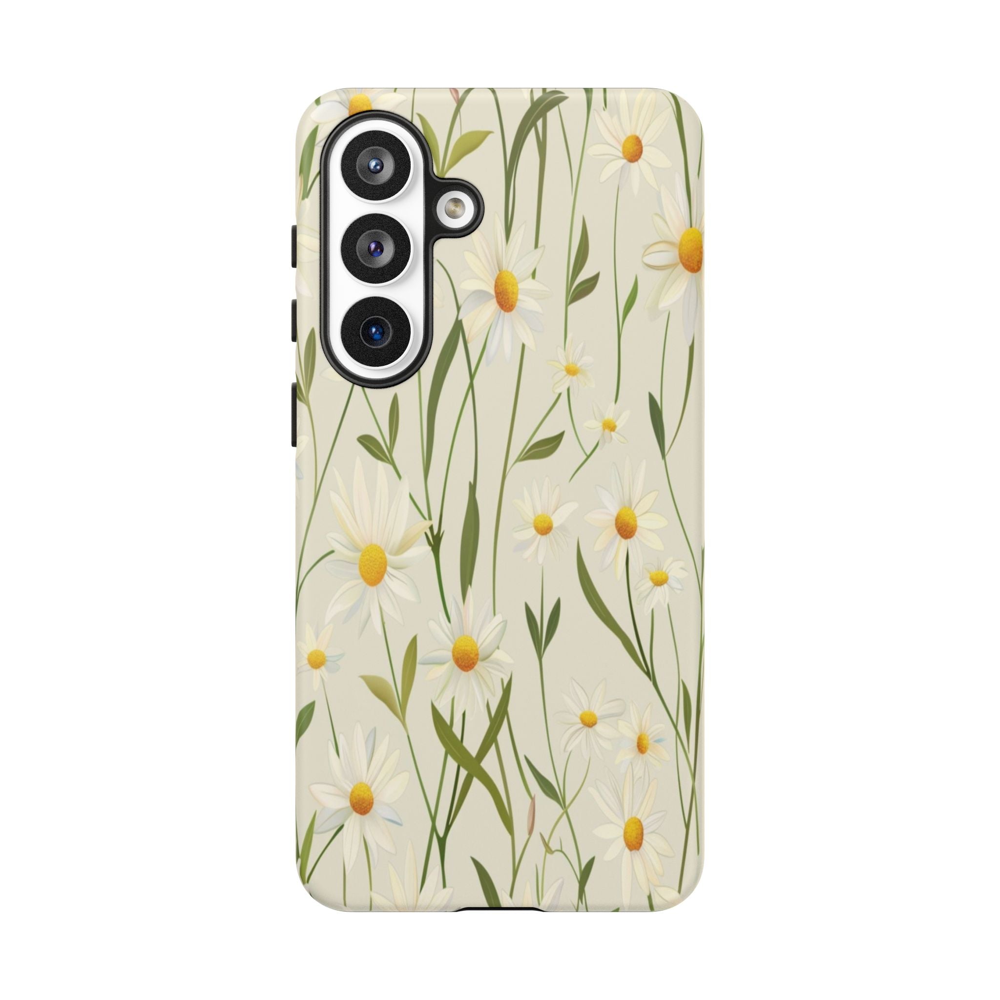 Delicate White Daisies on Cream