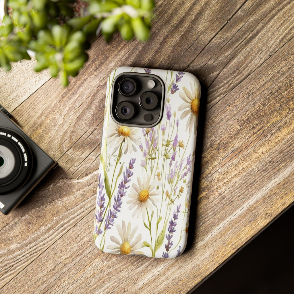 Delicate Watercolor Daisy and Lavender Case