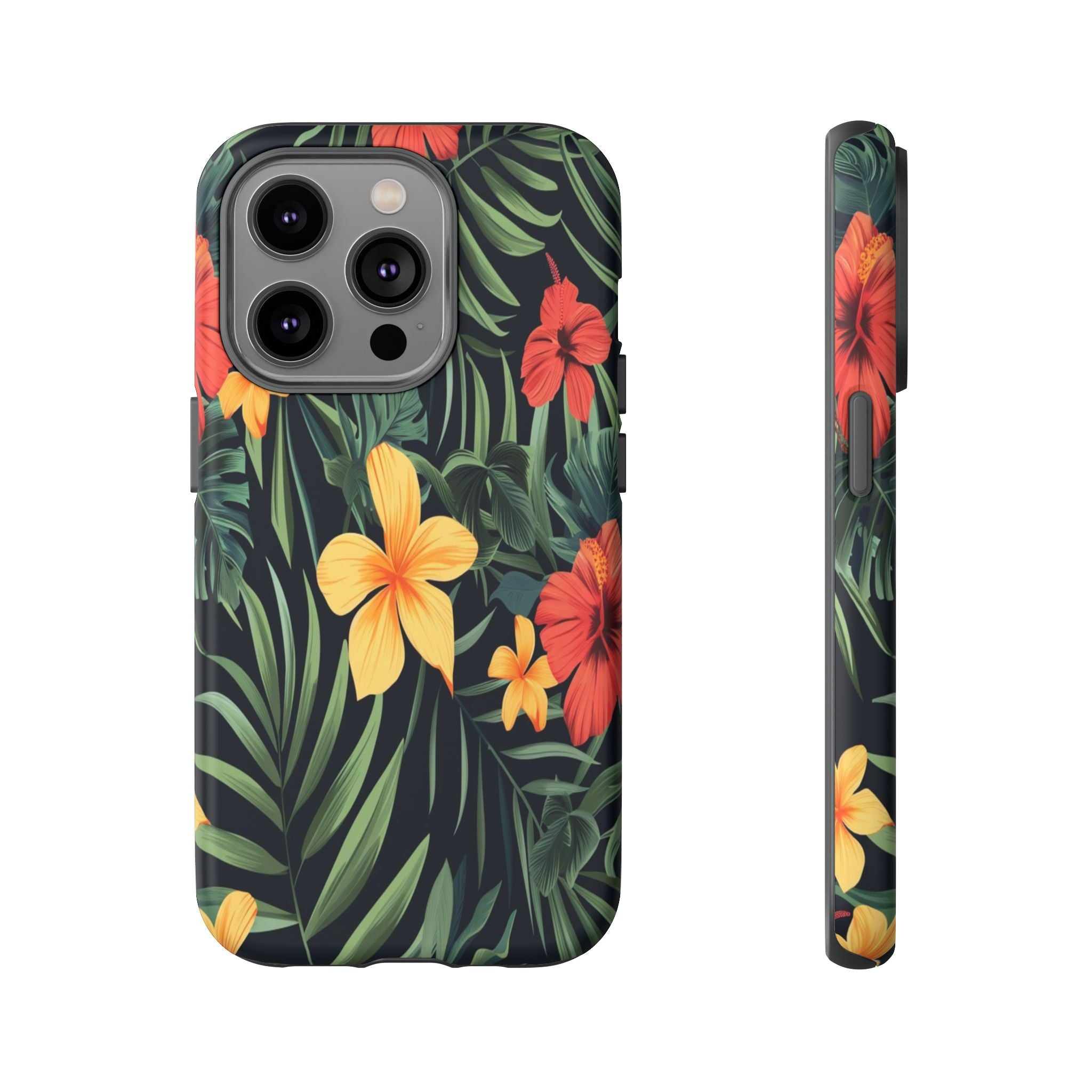 Tropical Hibiscus and Plumeria Seamless Pattern