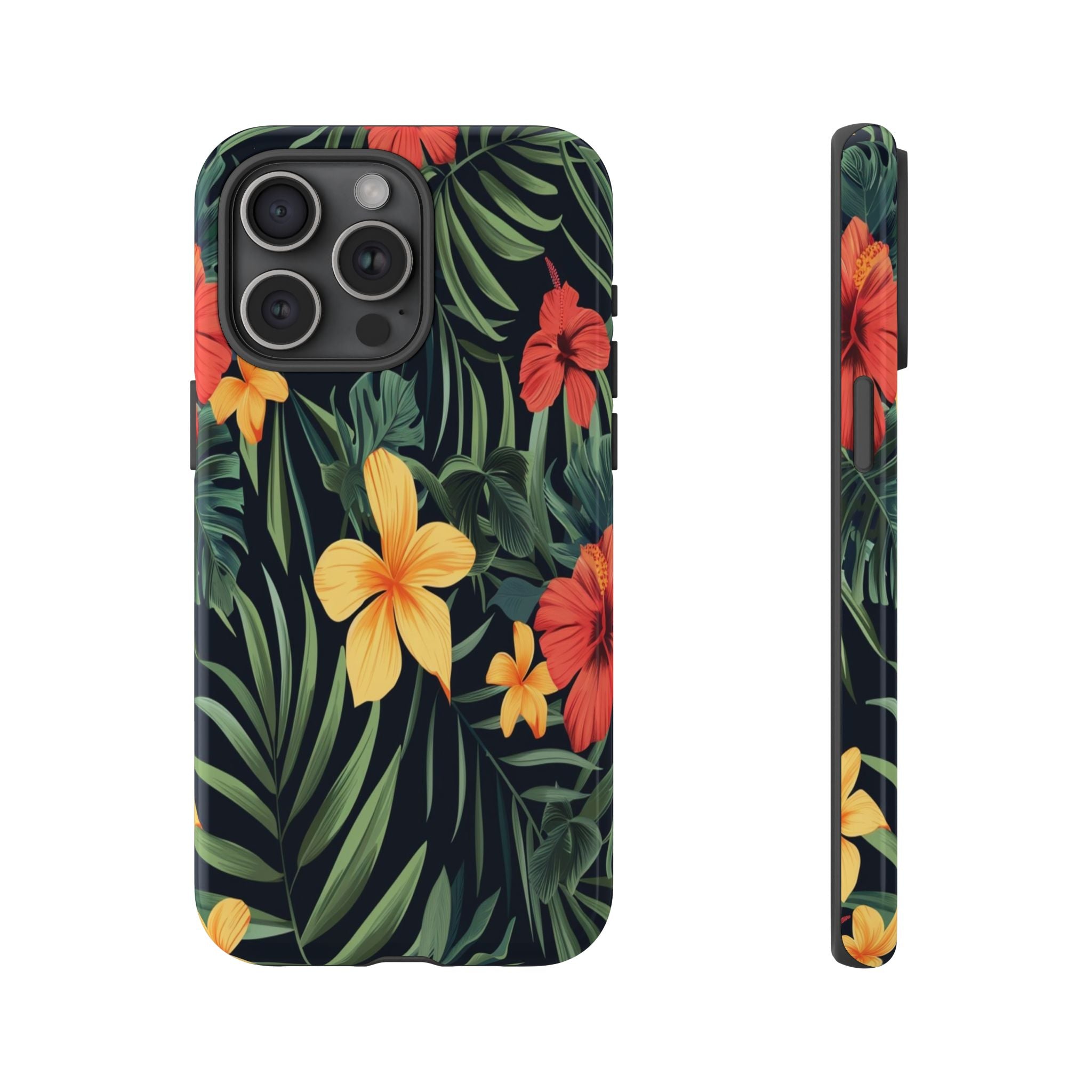 Tropical Hibiscus and Plumeria Seamless Pattern