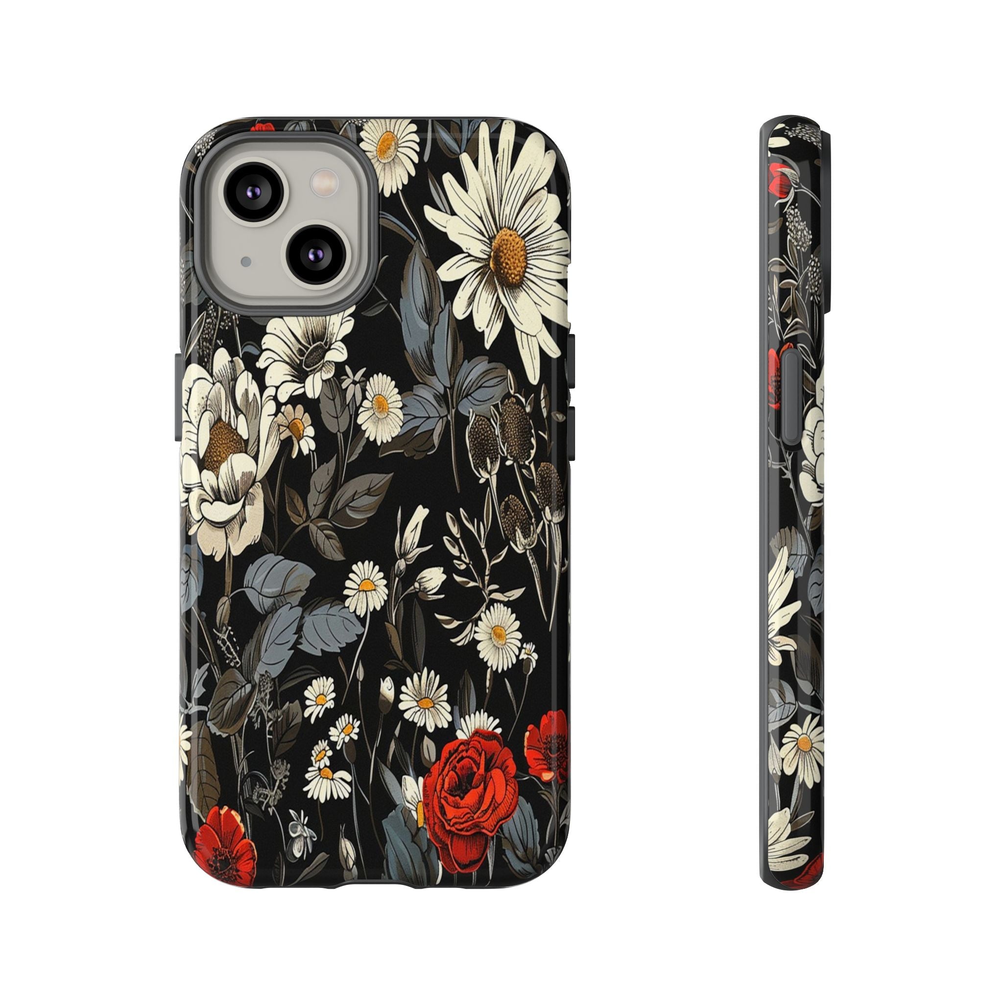 Elegant Floral Pattern on Black Background