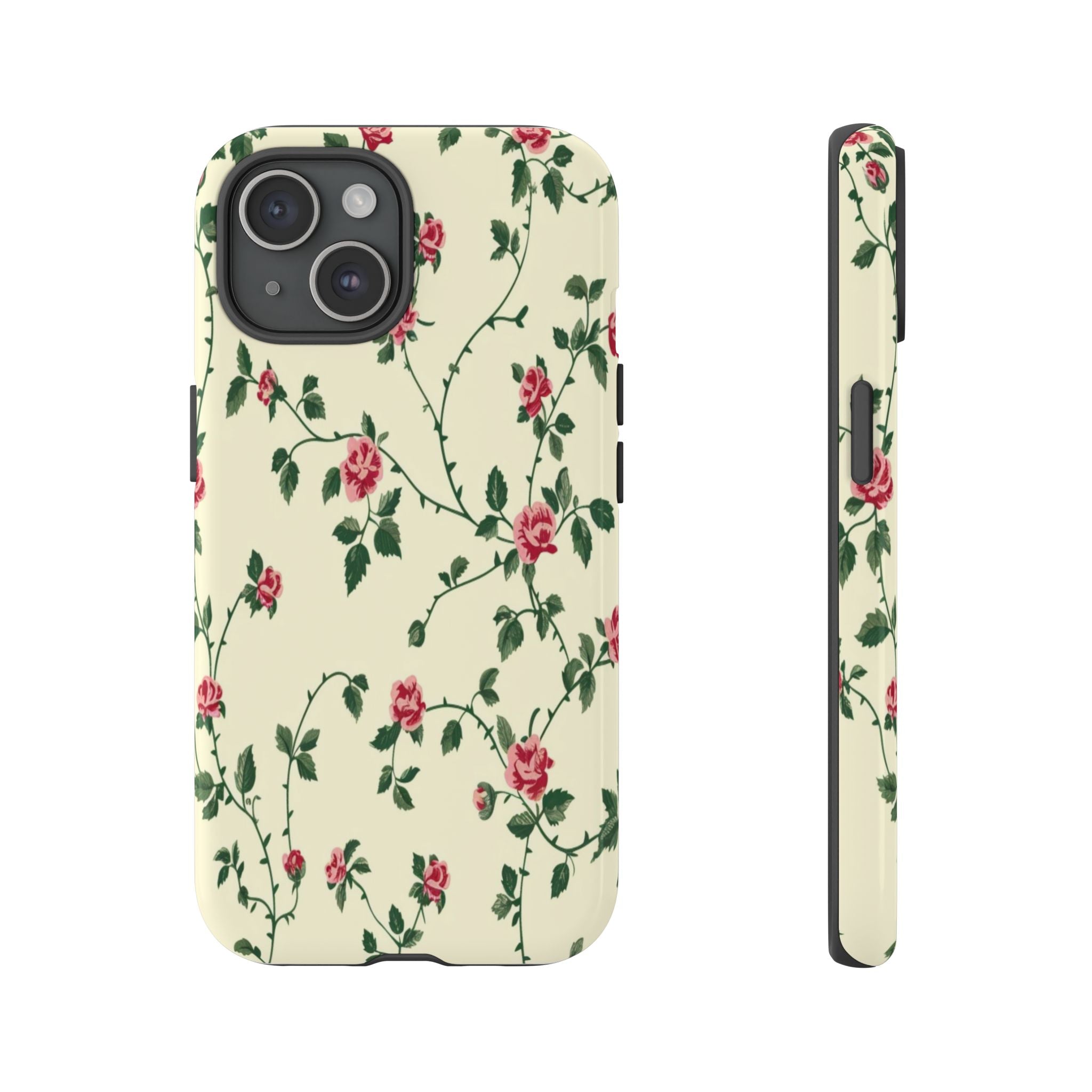 Elegant Pink Roses Victorian Botanical Wallpaper